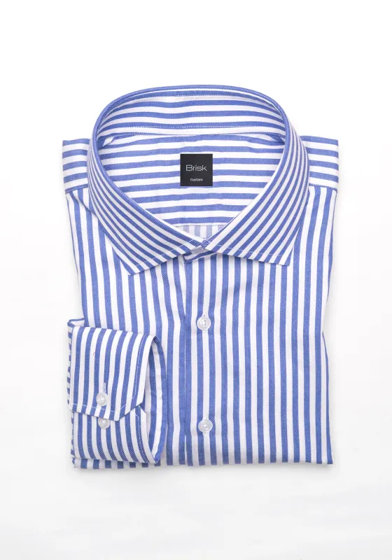 Navy Bengal Twill Stripes Pima Cotton Shirt - Cutaway Classic Collar sold by Brisk Shirts