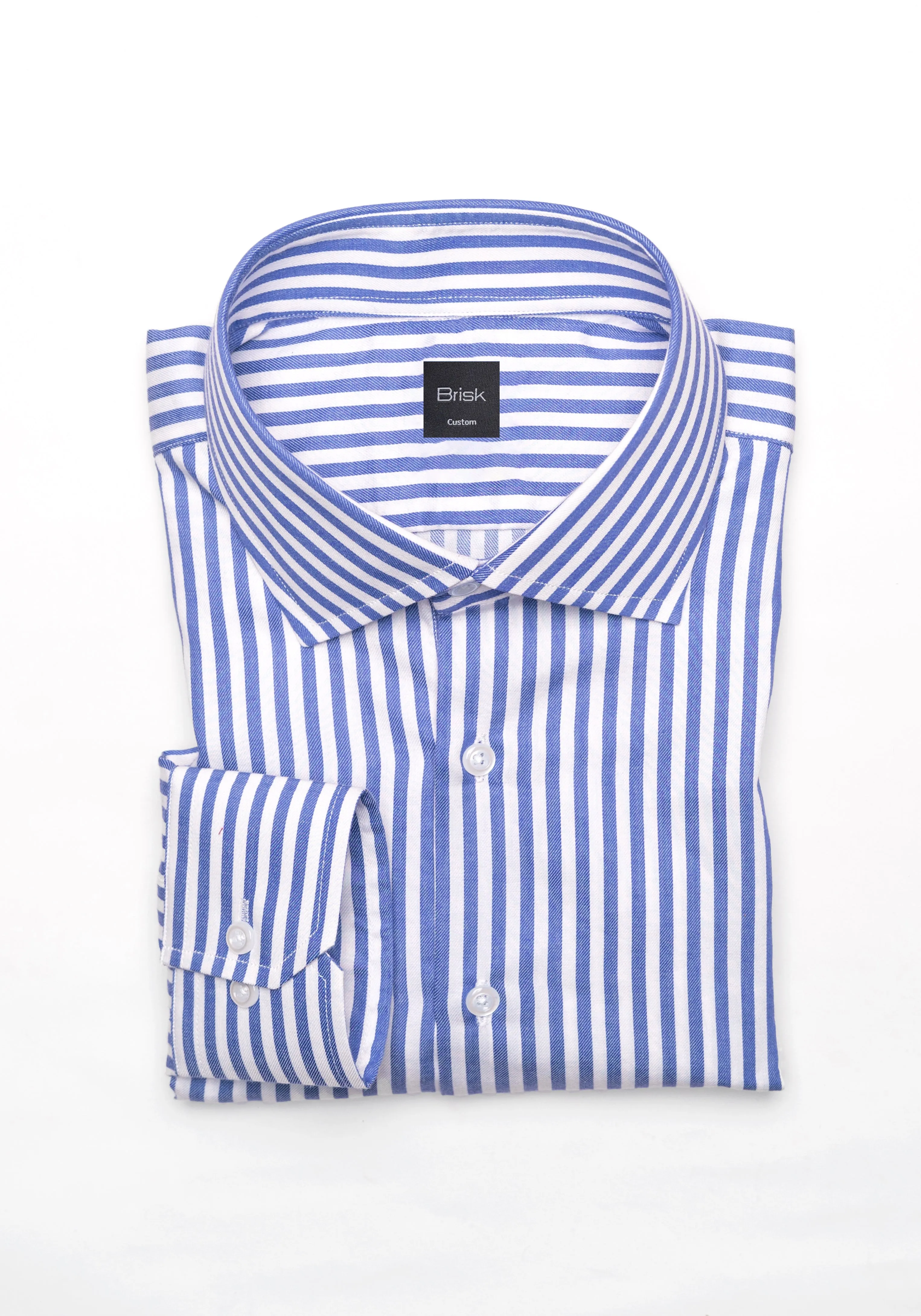 Navy Bengal Twill Stripes Pima Cotton Shirt - Cutaway Classic Collar sold by Brisk Shirts