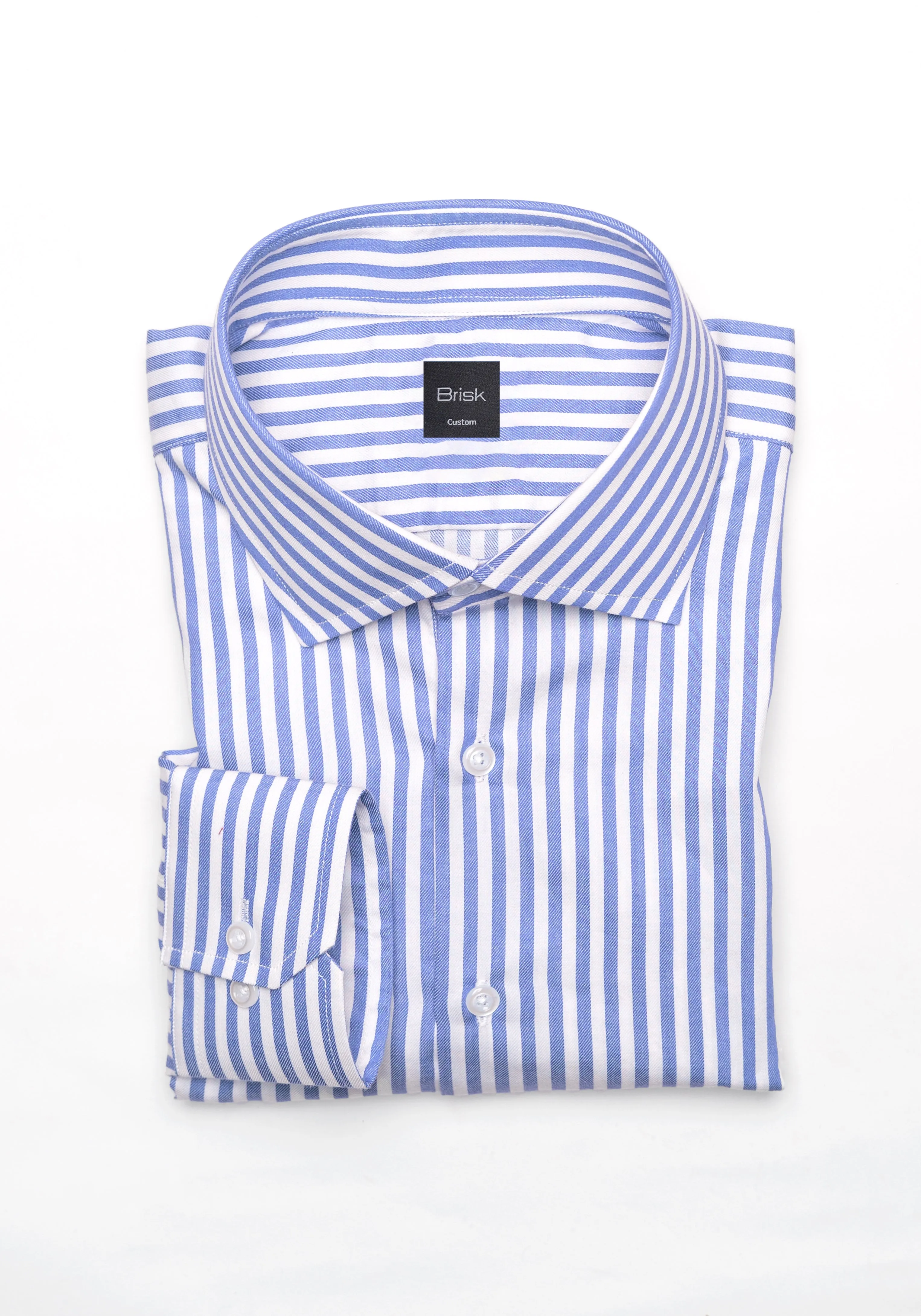 Sky Blue Bengal Twill Stripes Pima Cotton Shirt - Cutaway Classic Collar sold by Brisk Shirts