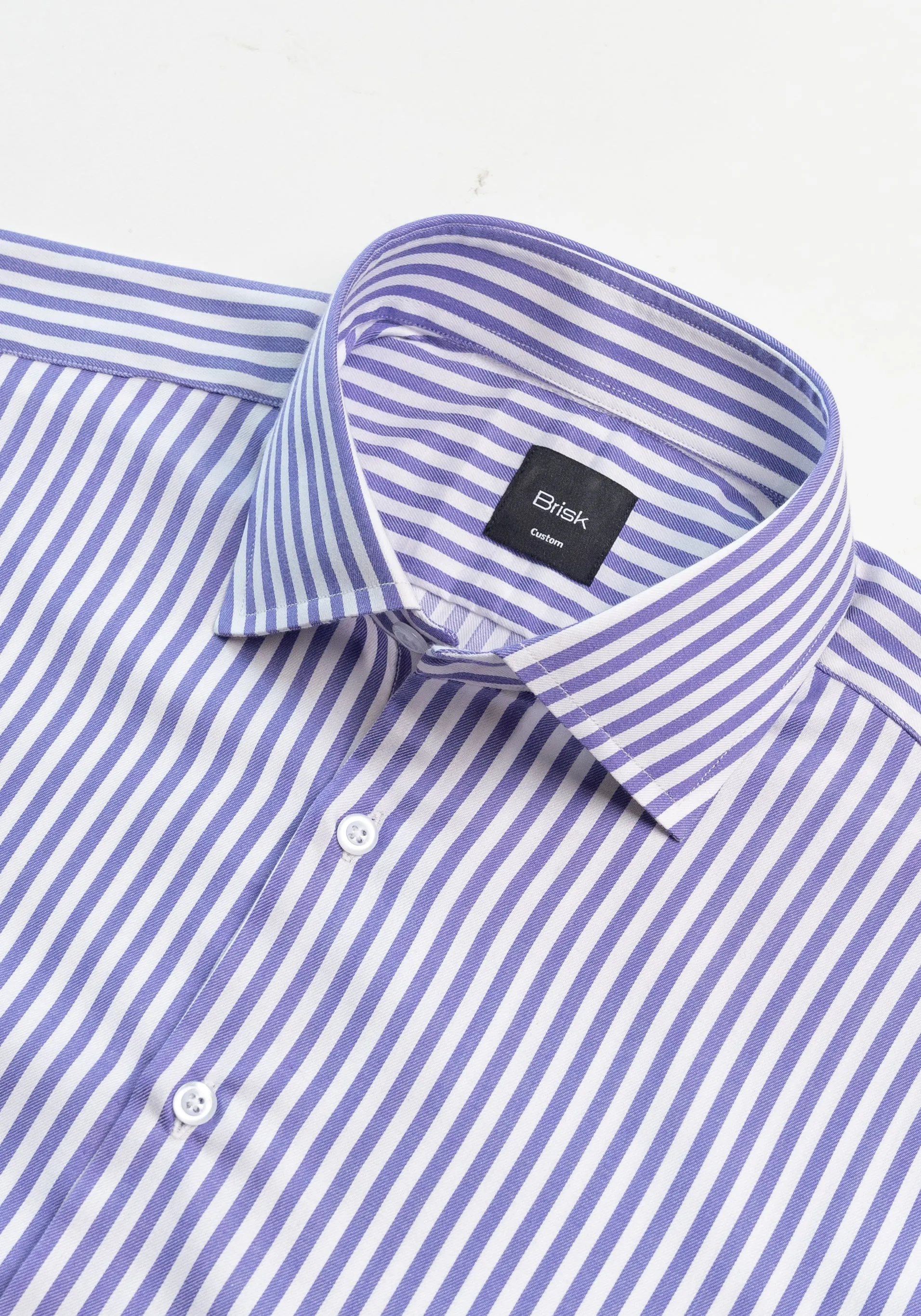 Purple Bengal Twill Stripes Pima Cotton Shirt - Cutaway Classic Collar sold by Brisk Shirts product image thumbnail 3