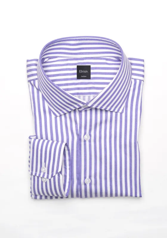 Purple Bengal Twill Stripes Pima Cotton Shirt - Cutaway Classic Collar sold by Brisk Shirts