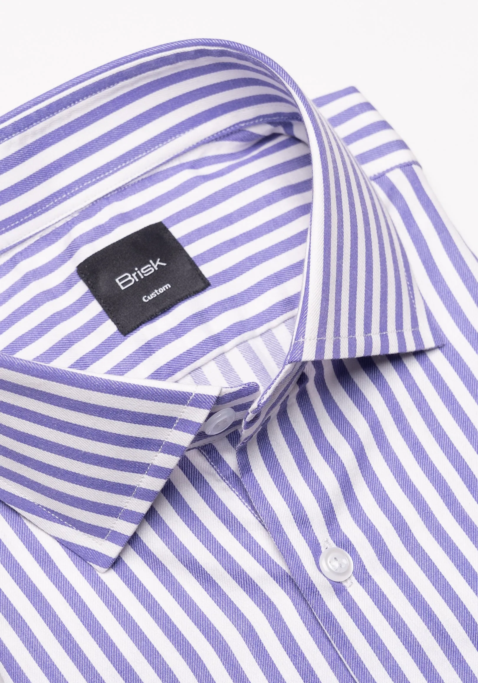 Purple Bengal Twill Stripes Pima Cotton Shirt - Cutaway Classic Collar sold by Brisk Shirts product image thumbnail 2