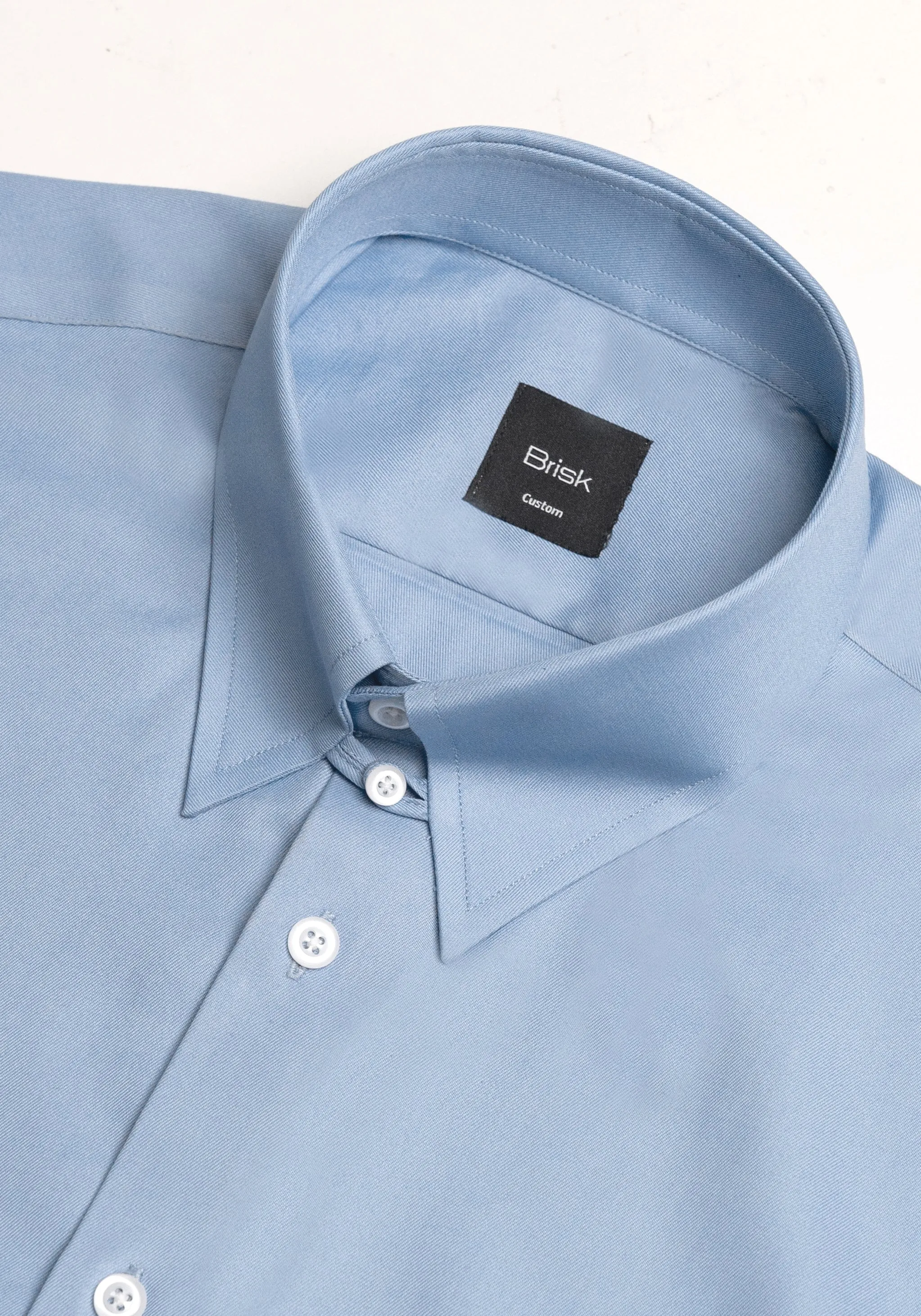 Sky Blue Twill Pima Cotton Shirt - Tab Collar sold by Brisk Shirts product image thumbnail 3