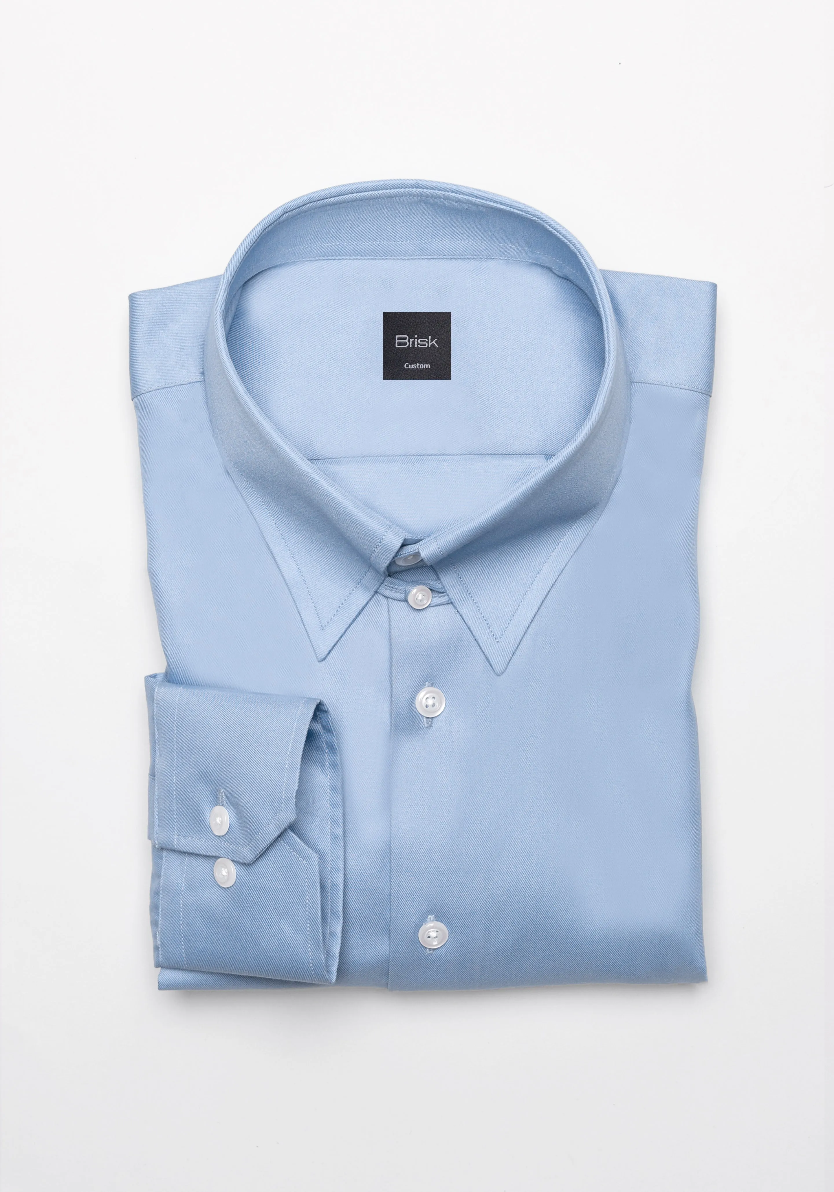 Sky Blue Twill Pima Cotton Shirt - Tab Collar sold by Brisk Shirts