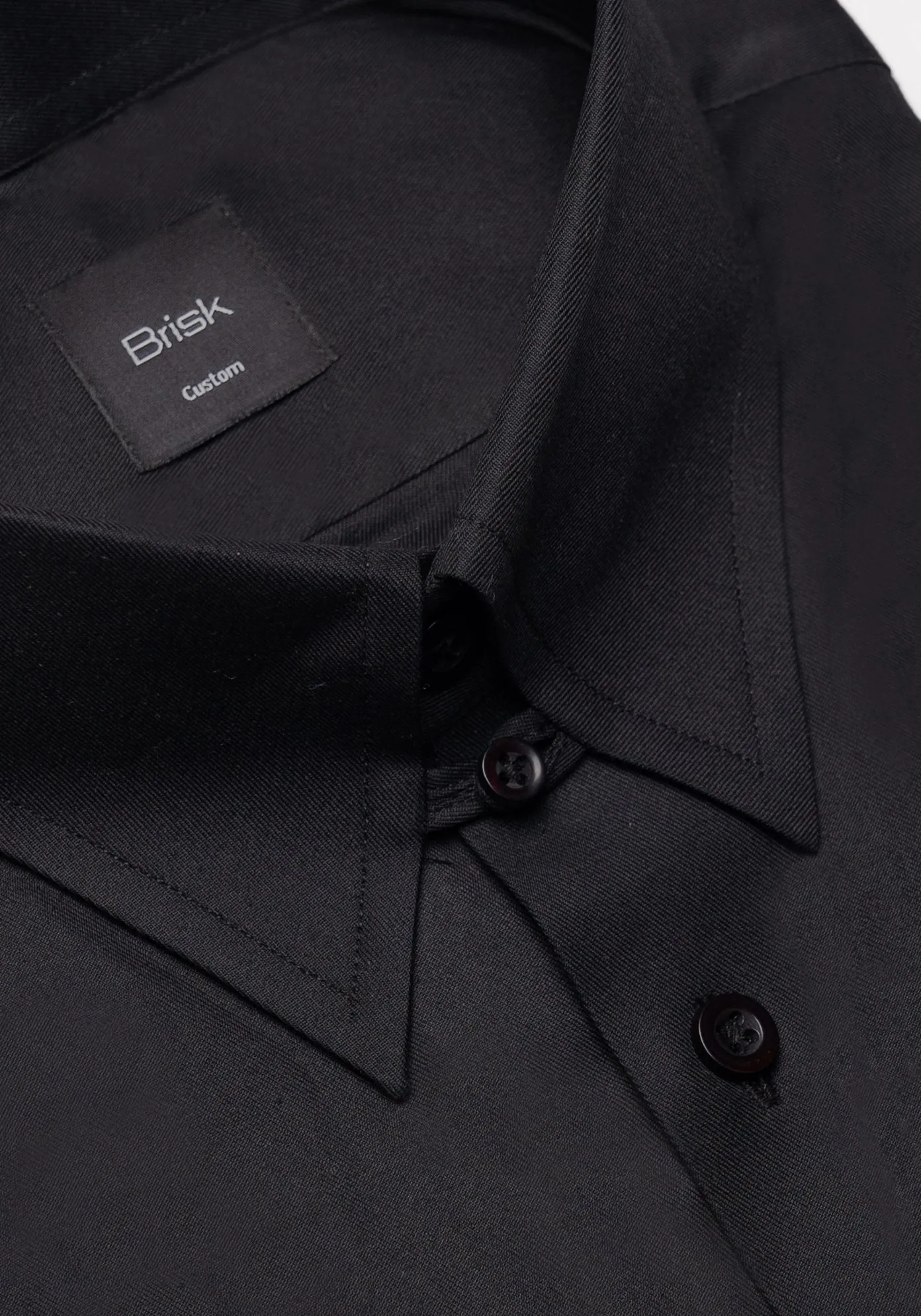 Jet Black Twill Pima Cotton Shirt - Tab Collar sold by Brisk Shirts product image thumbnail 3