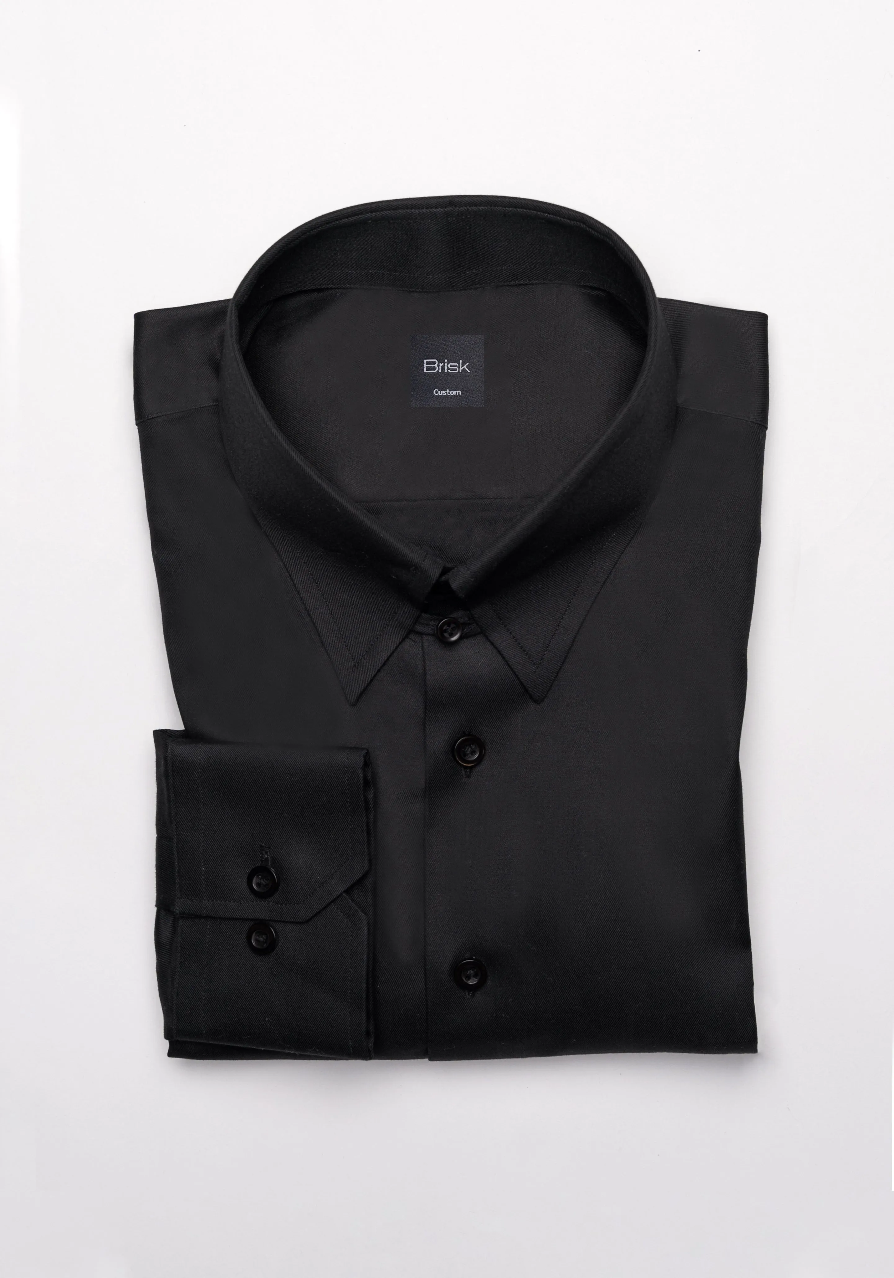Jet Black Twill Pima Cotton Shirt - Tab Collar sold by Brisk Shirts