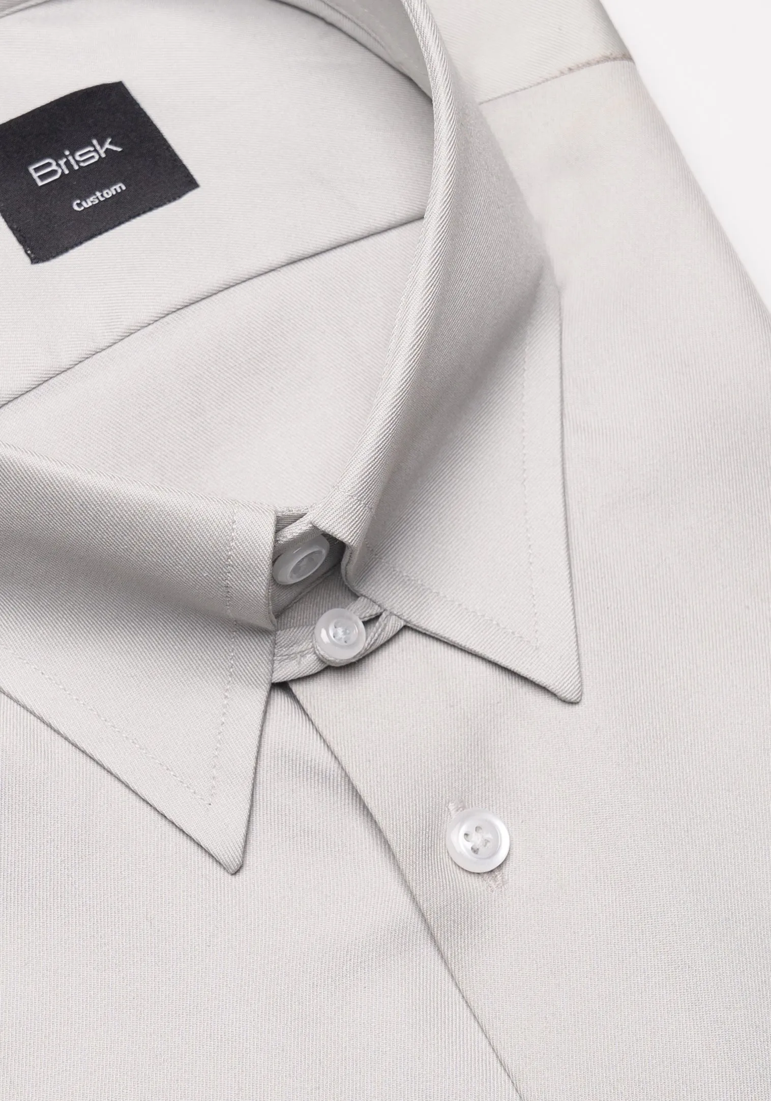Light Grey Twill Pima Cotton - Tab Collar sold by Brisk Shirts product image thumbnail 2