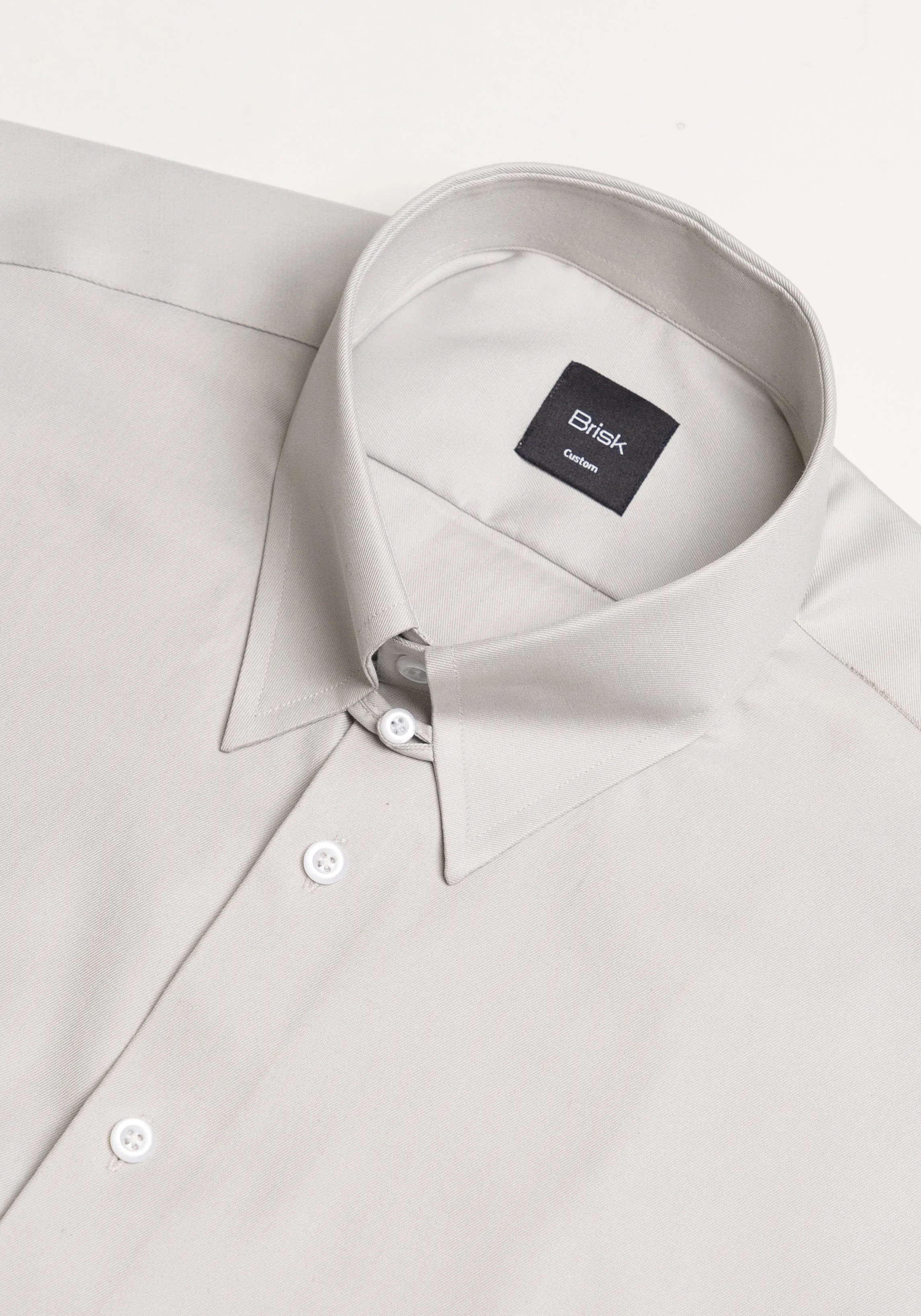 Light Grey Twill Pima Cotton - Tab Collar sold by Brisk Shirts product image thumbnail 3