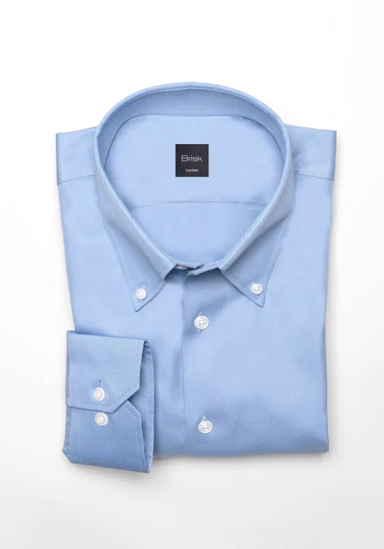 Sky Blue Twill Pima Cotton Shirt - Button Down Collar sold by Brisk Shirts