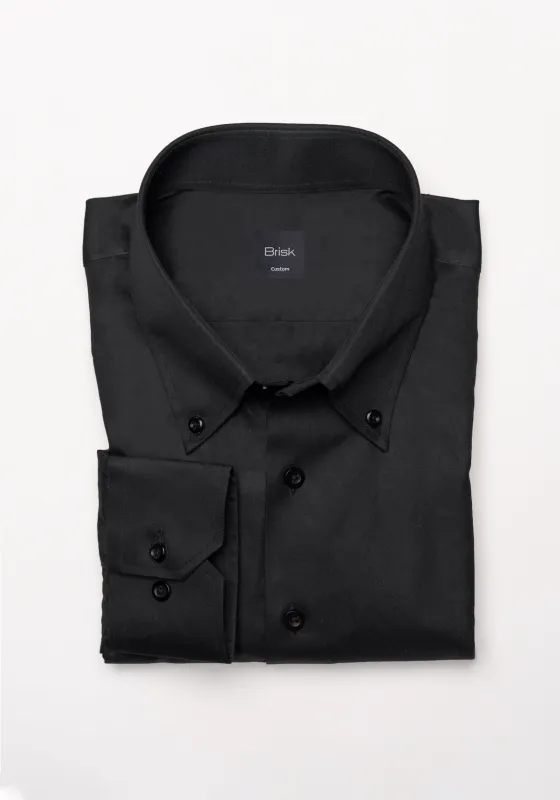 Jet Black Twill Pima Cotton Shirt - Button Down Collar sold by Brisk Shirts