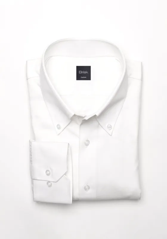 Pearl White Twill Pima Cotton Shirt - Button Down Collar sold by Brisk Shirts