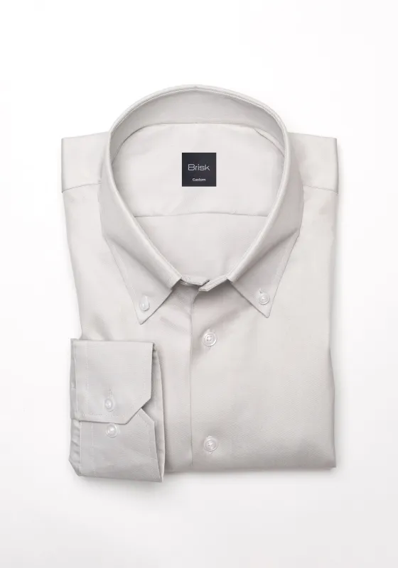 Light Grey Twill Pima Cotton - Button Down Collar sold by Brisk Shirts