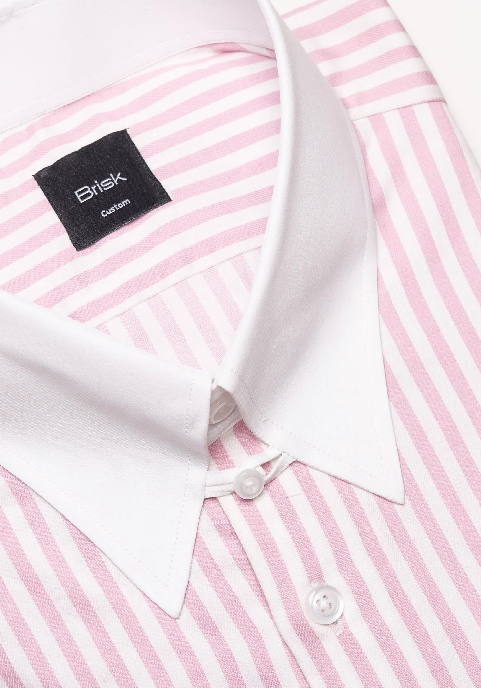 Pink Bengal Twill Stripes Pima Cotton Shirt - White Tab Collar & French Cuffs sold by Brisk Shirts product image thumbnail 2