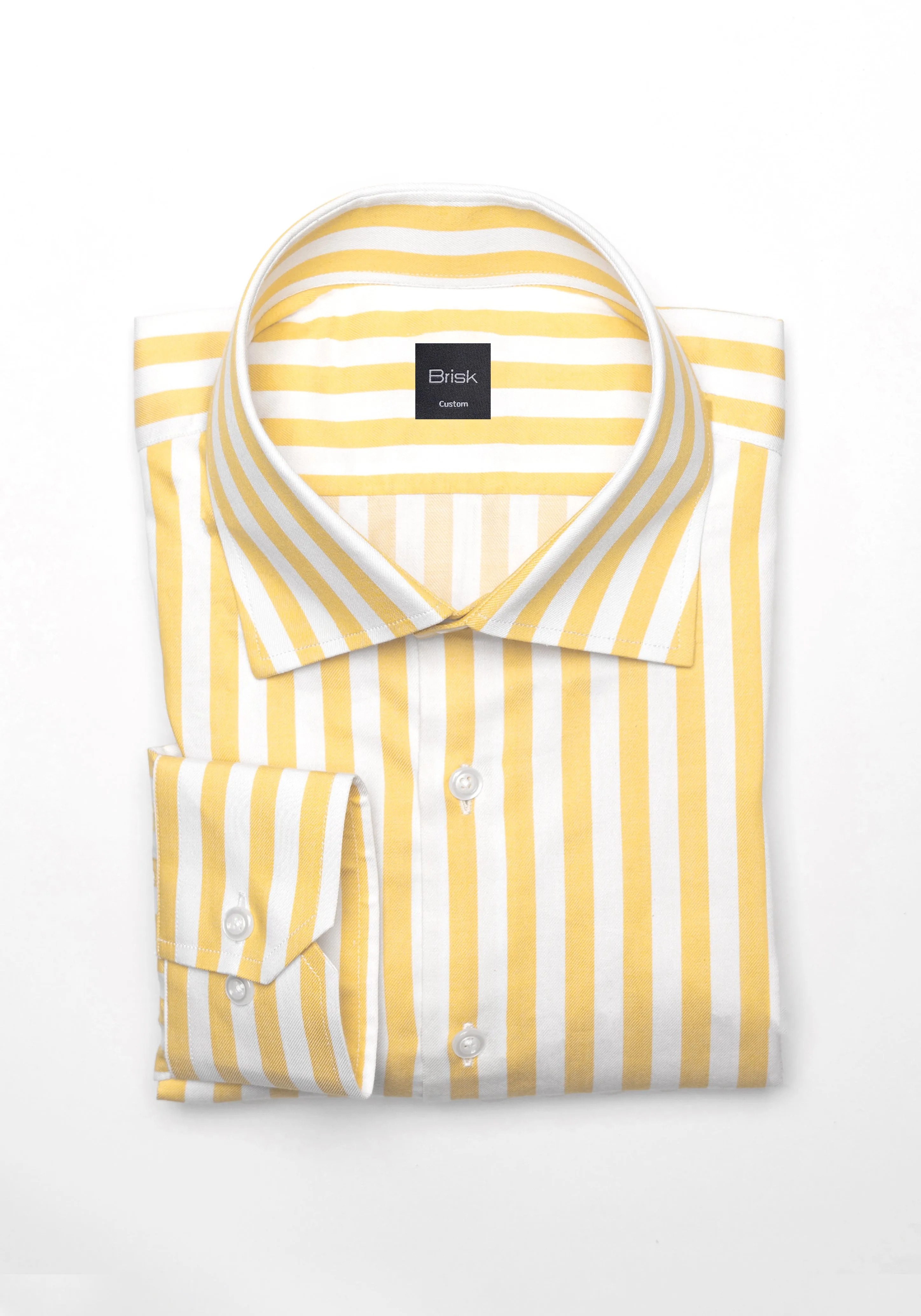 Yellow Bold Twill Stripes Pima Cotton Shirt - Cutaway Classic Collar sold by Brisk Shirts