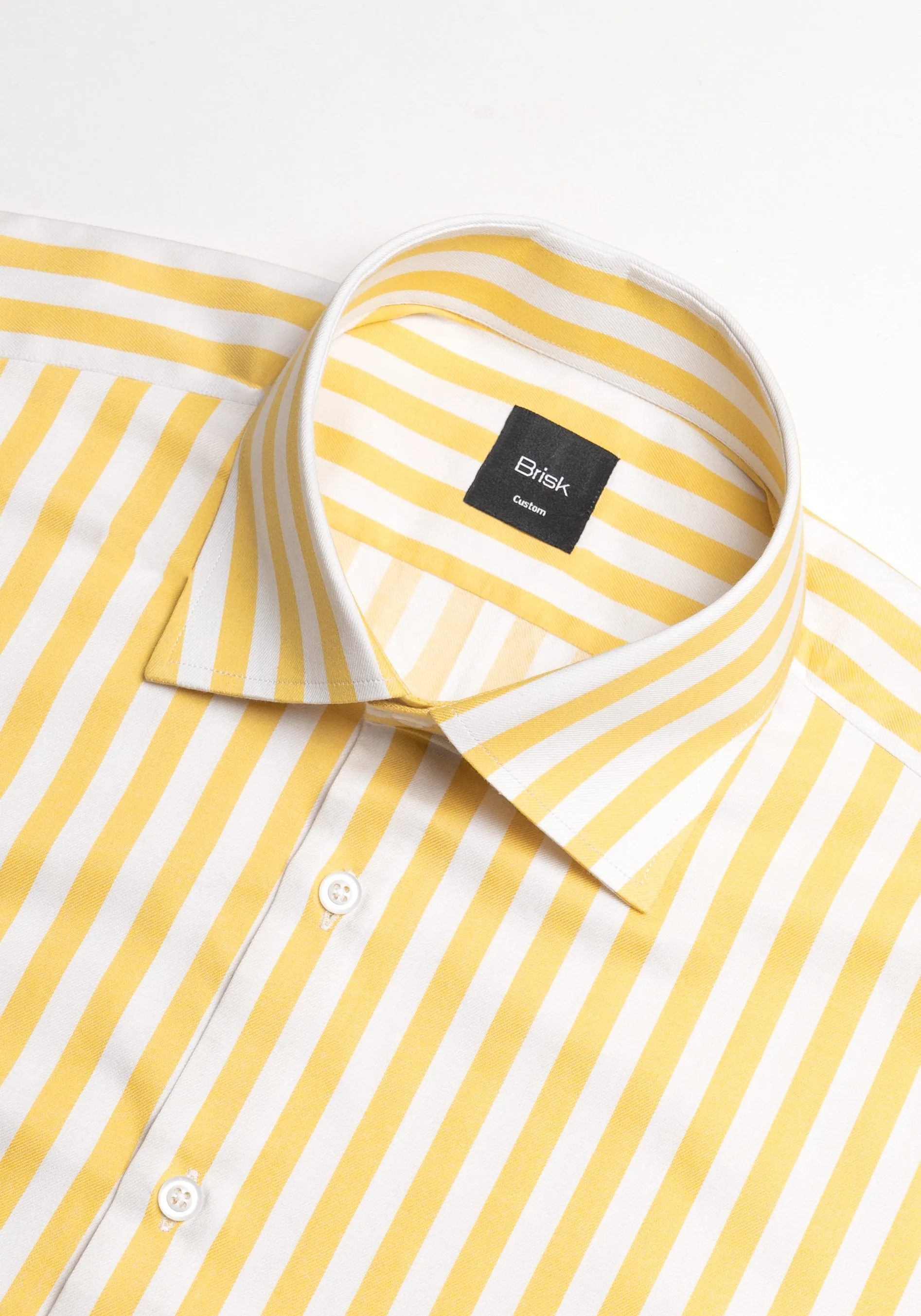 Yellow Bold Twill Stripes Pima Cotton Shirt - Cutaway Classic Collar sold by Brisk Shirts product image thumbnail 3