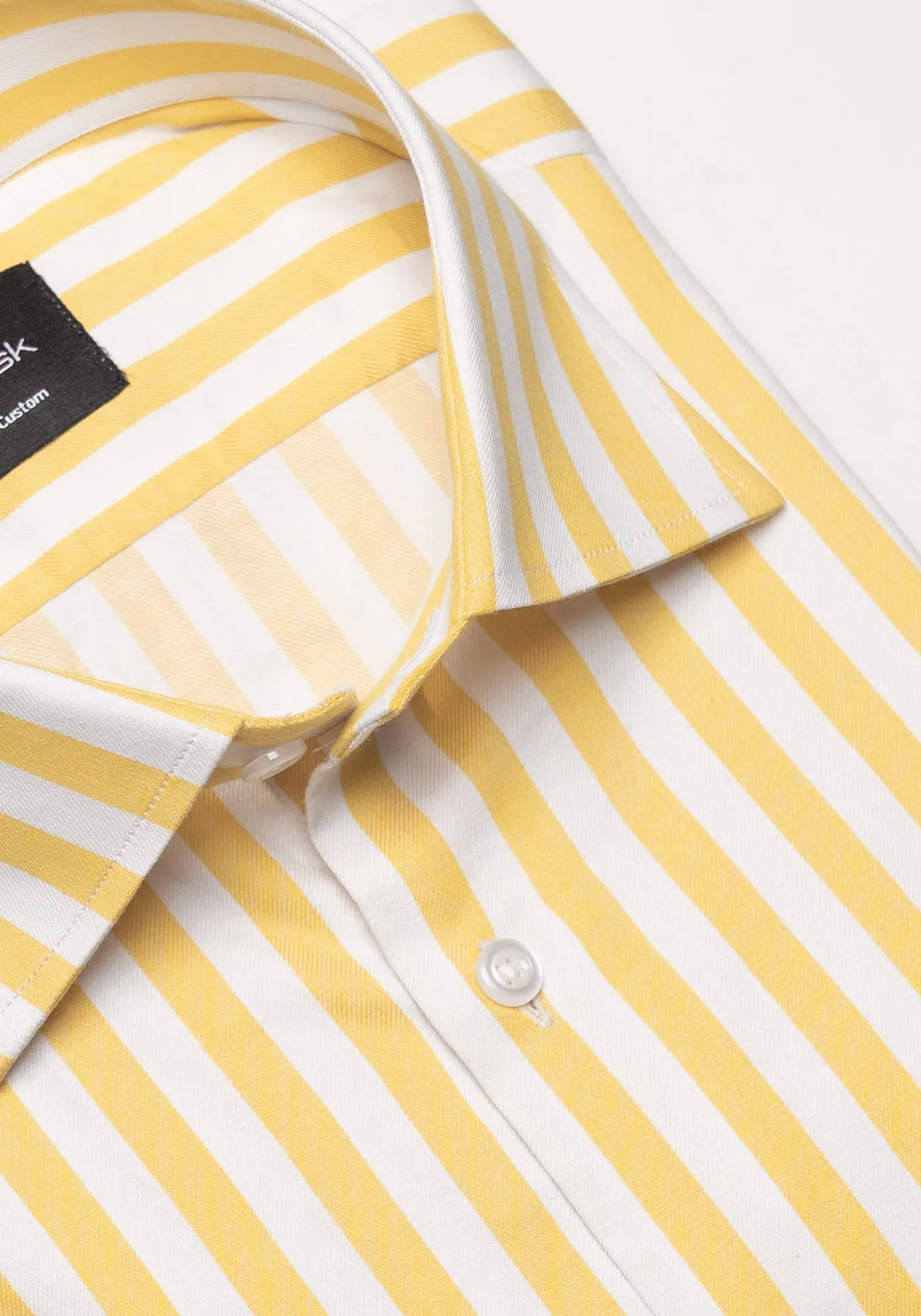 Yellow Bold Twill Stripes Pima Cotton Shirt - Cutaway Classic Collar sold by Brisk Shirts product image thumbnail 2