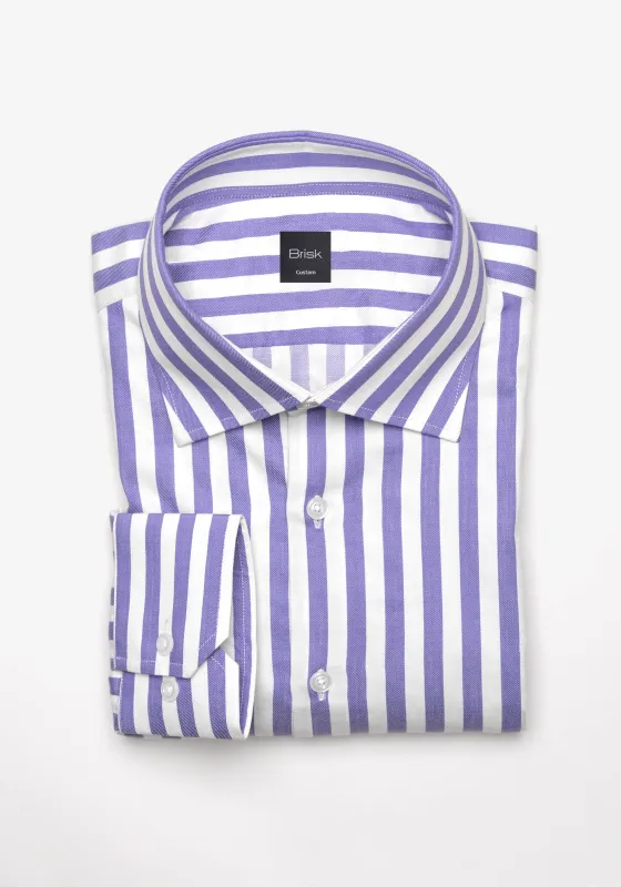 Purple Bold Twill Stripes Pima Cotton Shirt - Cutaway Classic Collar sold by Brisk Shirts