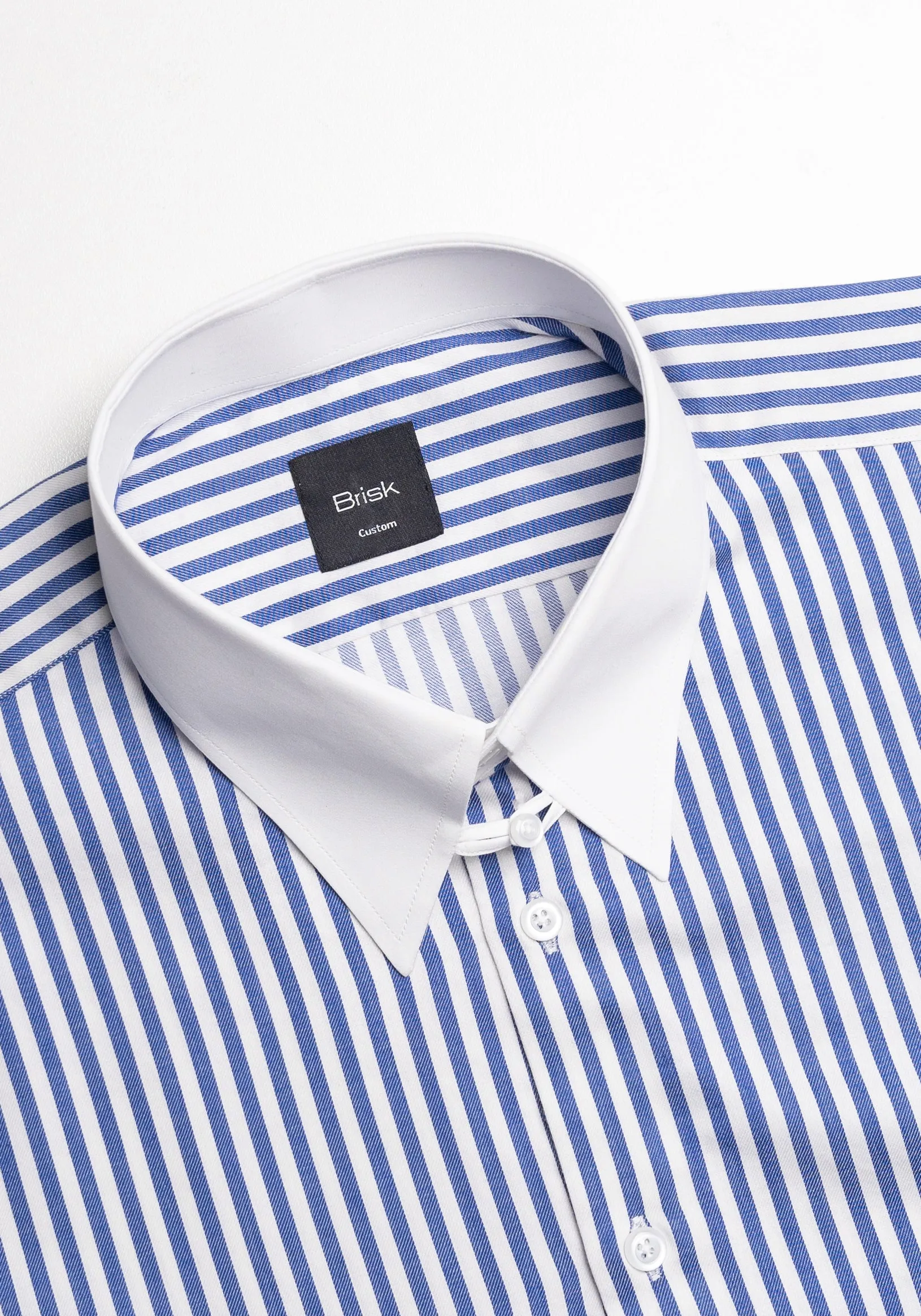 Navy Bengal Twill Stripes Pima Cotton Shirt - White Tab Collar & French Cuffs sold by Brisk Shirts product image thumbnail 2