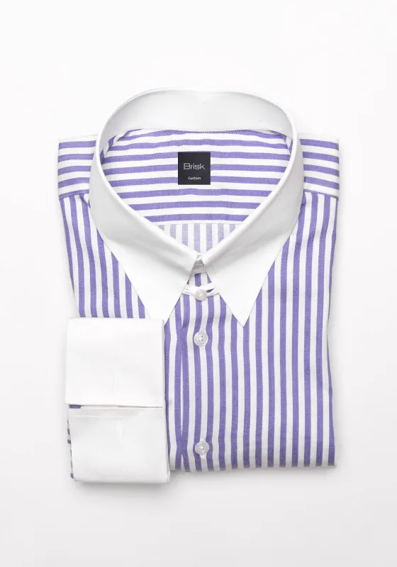 Purple Bengal Twill Stripes Pima Cotton Shirt - White Tab Collar & French Cuffs sold by Brisk Shirts