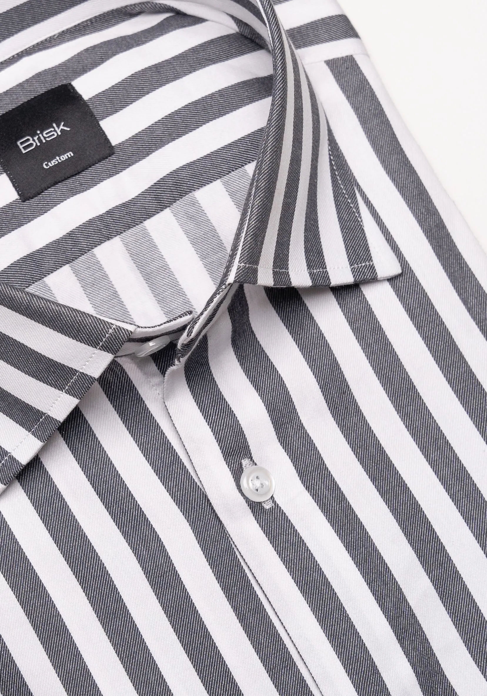 Charcoal Twill Bold Stripes Pima Cotton - Cutaway Classic Collar sold by Brisk Shirts product image thumbnail 3