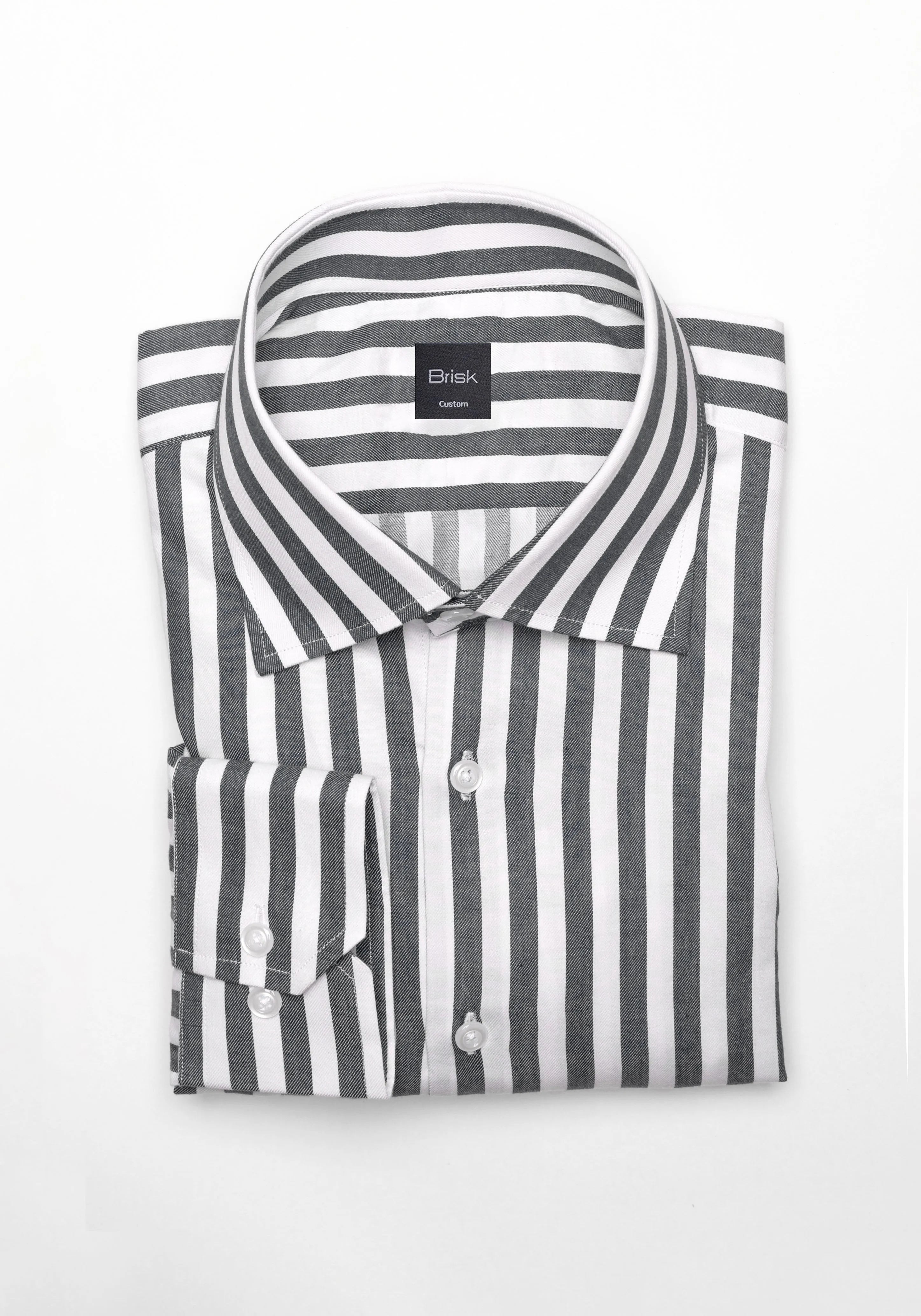 Charcoal Twill Bold Stripes Pima Cotton - Cutaway Classic Collar sold by Brisk Shirts