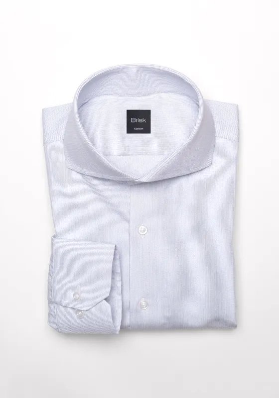 Soft Blue Pinstripes Pima Cotton Shirt - Cutaway Extreme Collar - Wrinkle Resistant sold by Brisk Shirts
