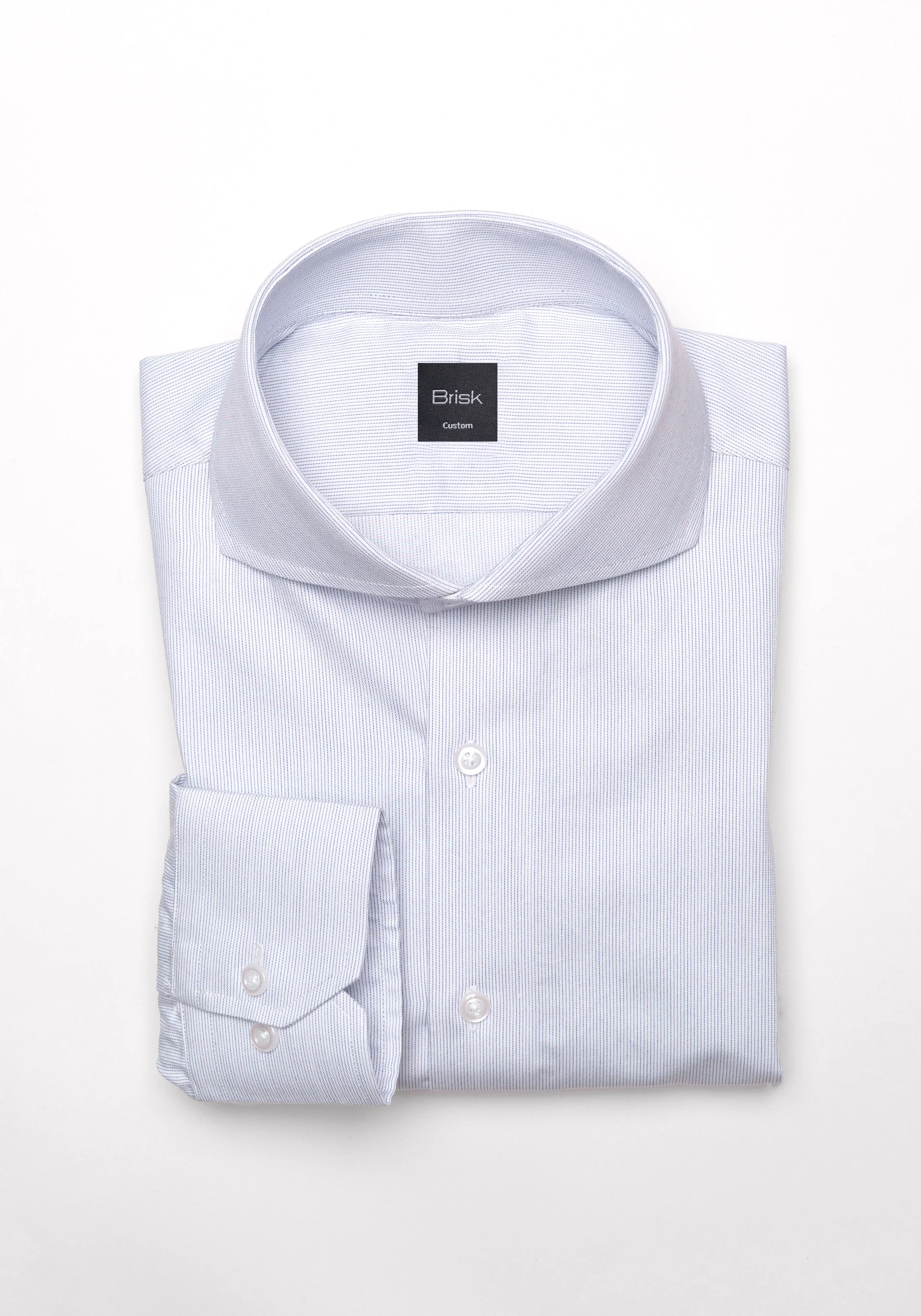Soft Blue Pinstripes Pima Cotton Shirt - Cutaway Extreme Collar - Wrinkle Resistant sold by Brisk Shirts
