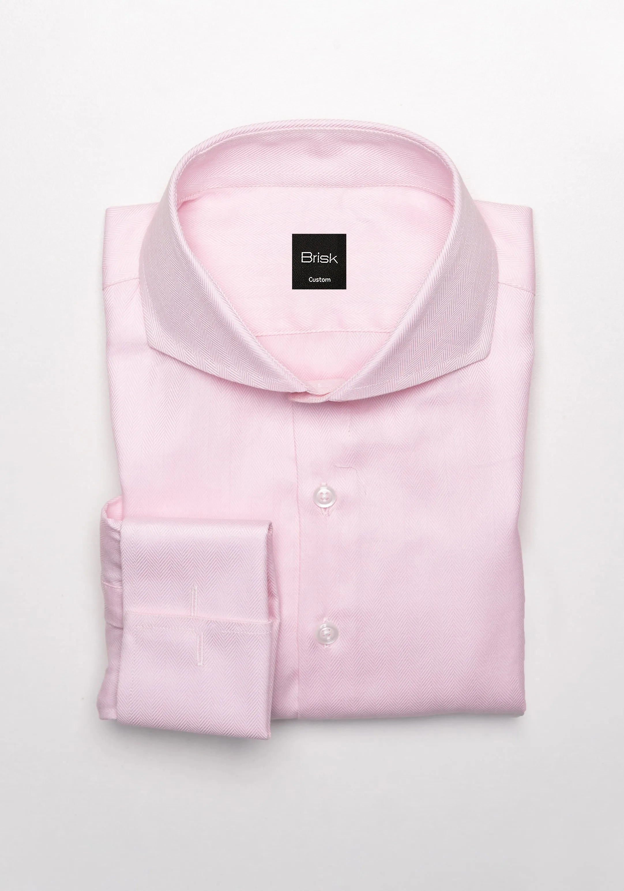 Egyptian Pink Herringbone Wrinkle Resistant Shirt - French Cuffs sold by Brisk Shirts