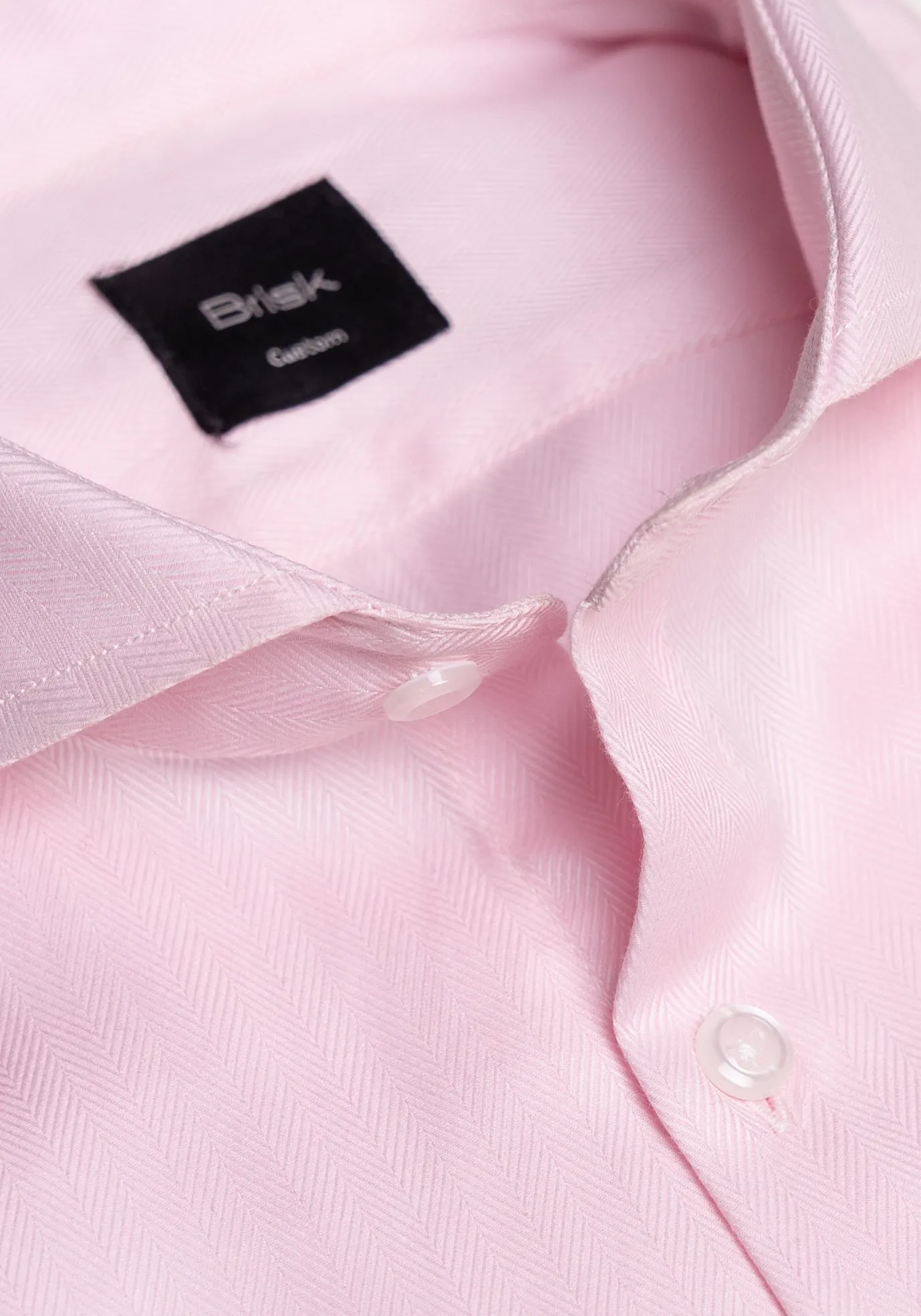 Egyptian Pink Herringbone Wrinkle Resistant Shirt - French Cuffs sold by Brisk Shirts product image thumbnail 2