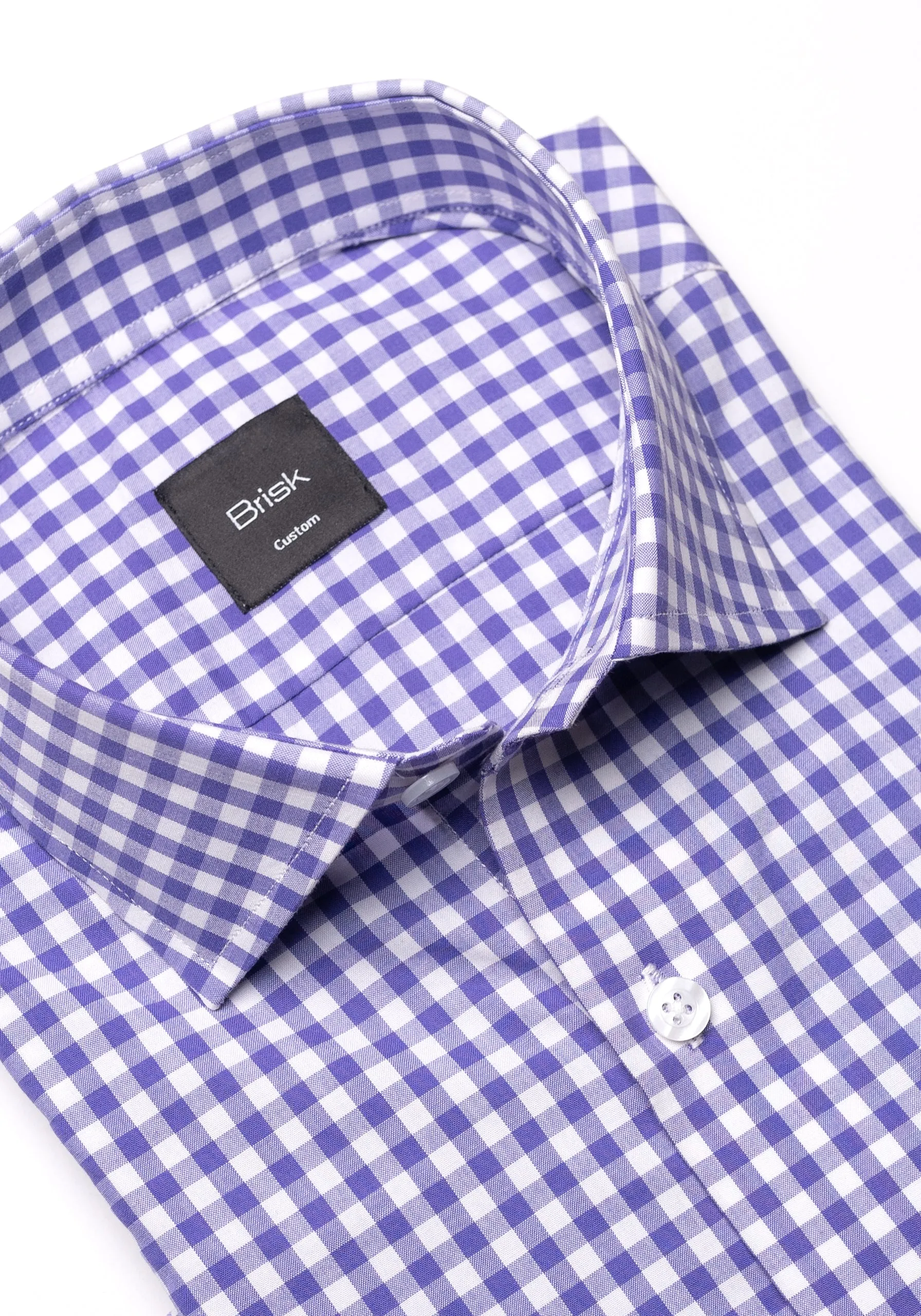 Purple Gingham Crisp Pima Cotton Shirt - Cutaway Classic Collar sold by Brisk Shirts product image thumbnail 2