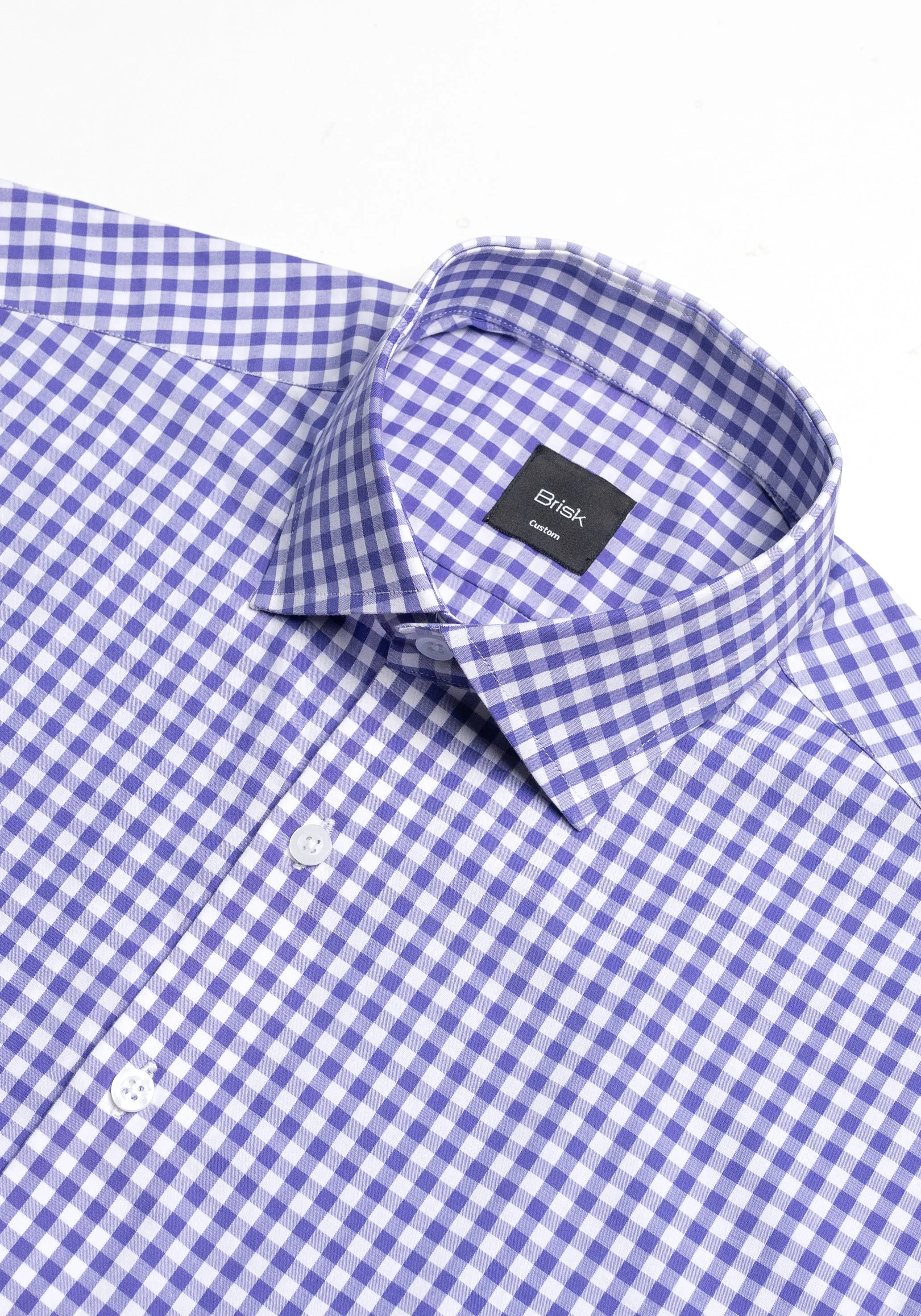 Purple Gingham Crisp Pima Cotton Shirt - Cutaway Classic Collar sold by Brisk Shirts product image thumbnail 3