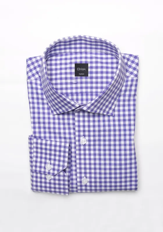 Purple Gingham Crisp Pima Cotton Shirt - Cutaway Classic Collar sold by Brisk Shirts