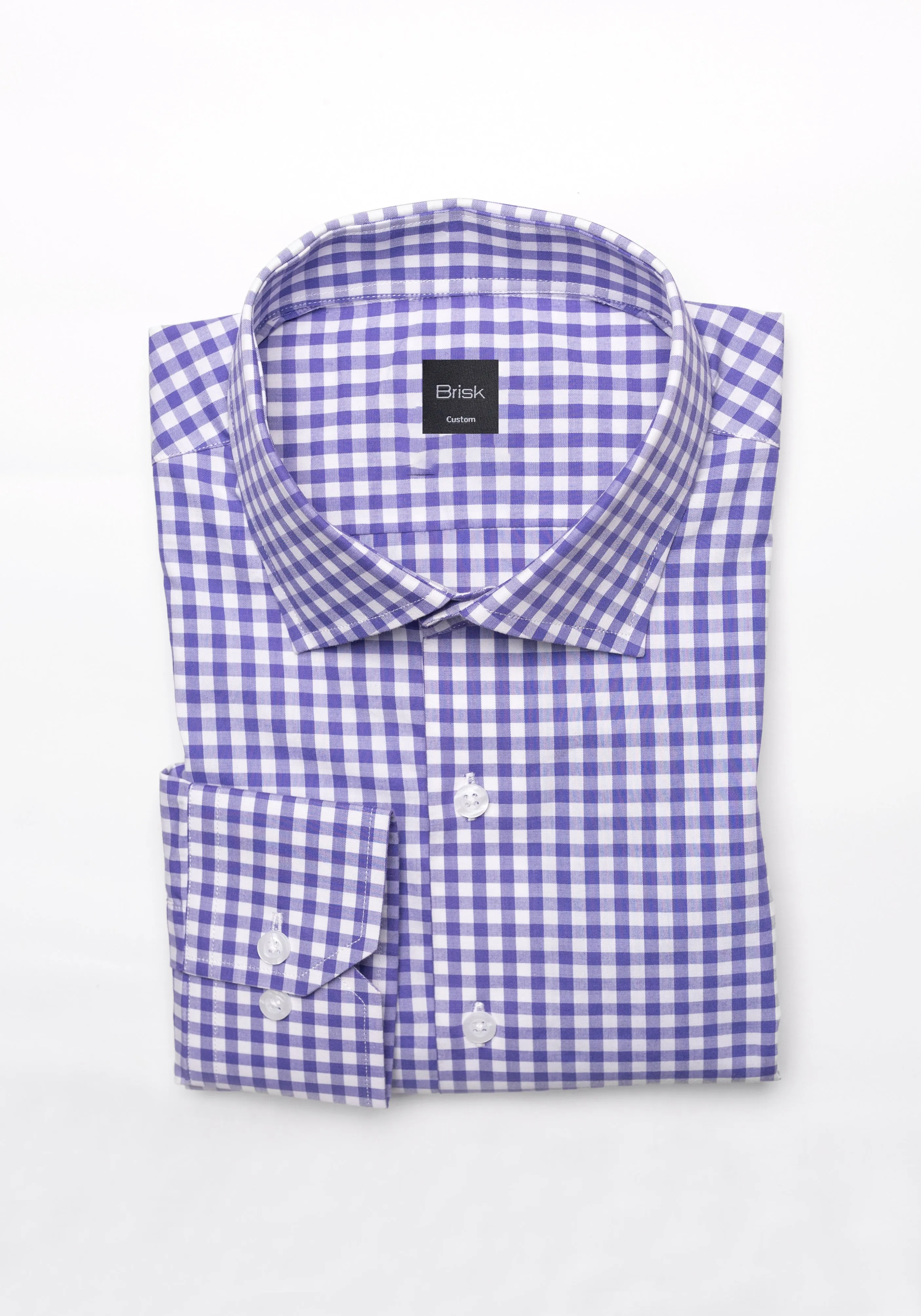 Purple Gingham Crisp Pima Cotton Shirt - Cutaway Classic Collar sold by Brisk Shirts