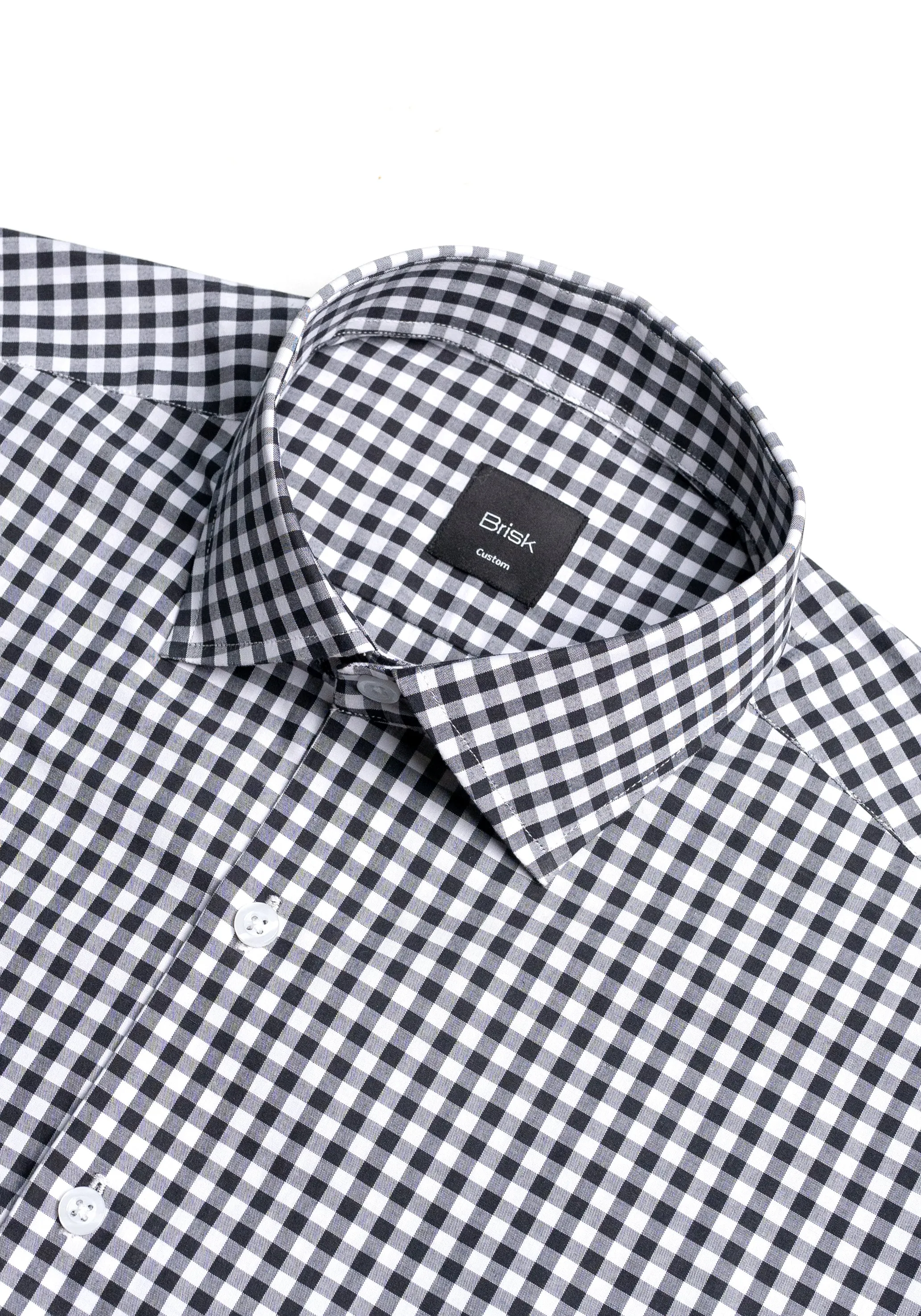 Black Gingham Crisp Pima Cotton Shirt - Cutaway Classic Collar sold by Brisk Shirts product image thumbnail 2