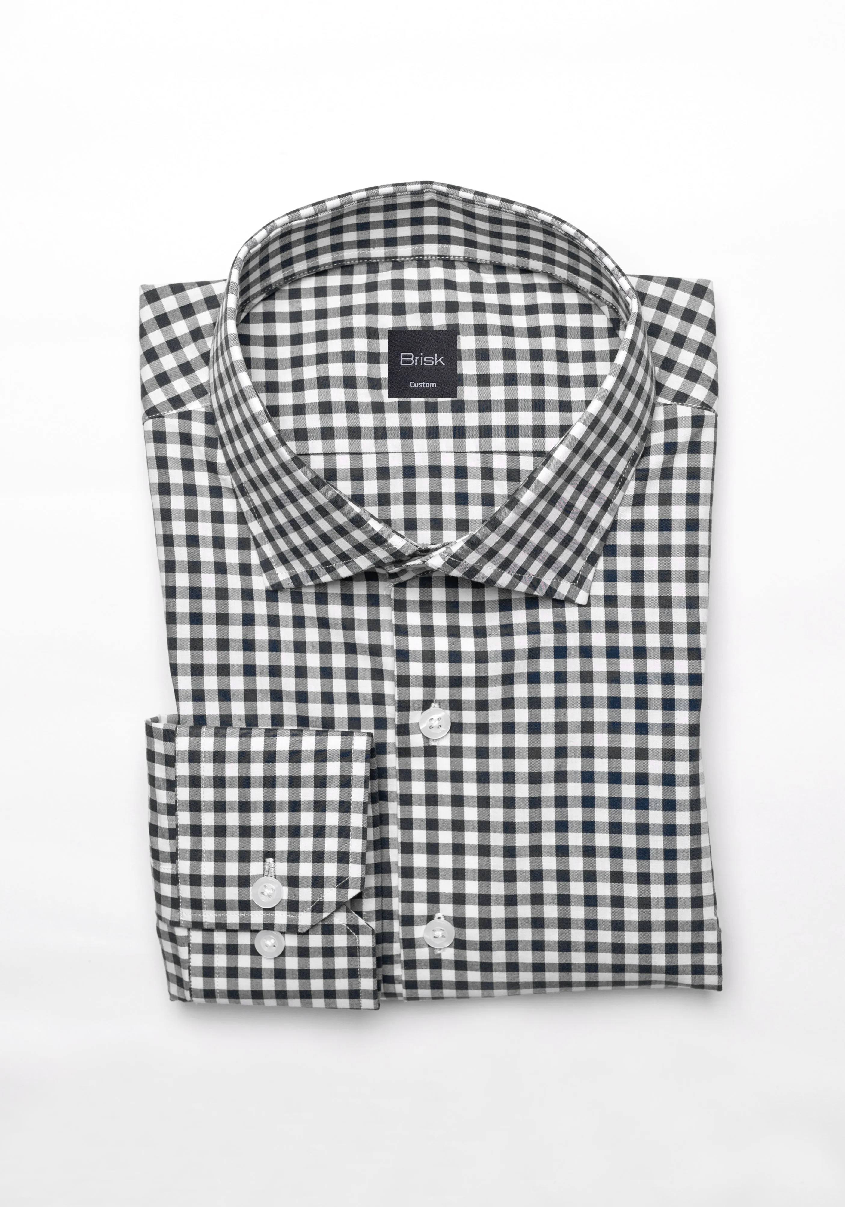 Black Gingham Crisp Pima Cotton Shirt - Cutaway Classic Collar sold by Brisk Shirts