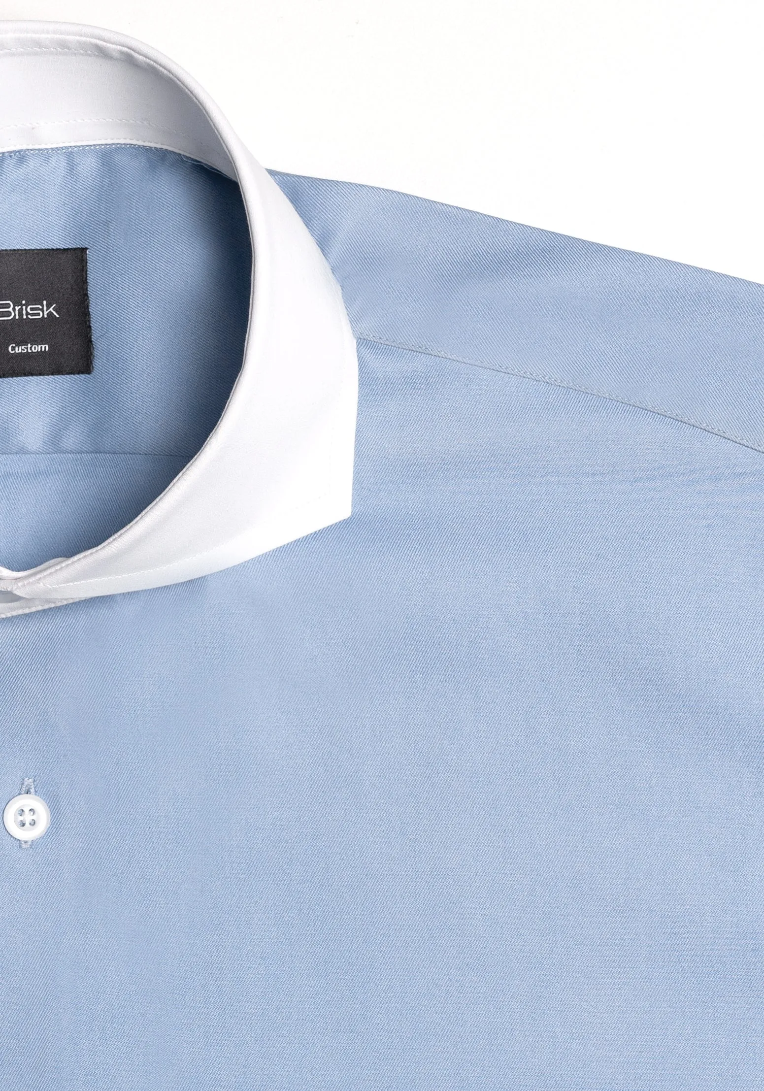 Sky Blue Twill Pima Cotton Shirt - White Cutaway Extreme Collar & French Cuffs sold by Brisk Shirts product image thumbnail 3