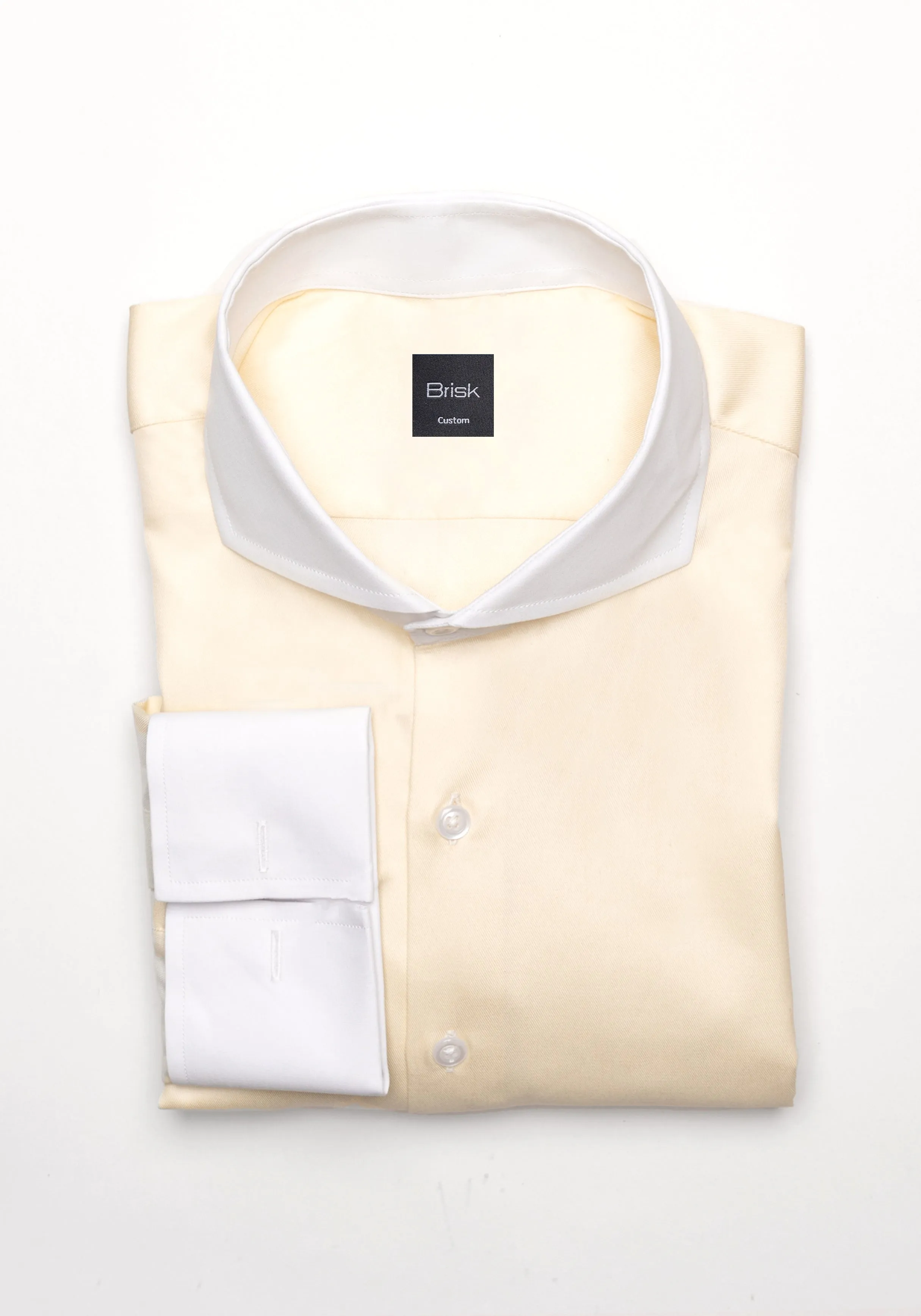 Yellow Twill Pima Cotton Shirt - White Cutaway Extreme Collar & French Cuffs sold by Brisk Shirts product image thumbnail 2