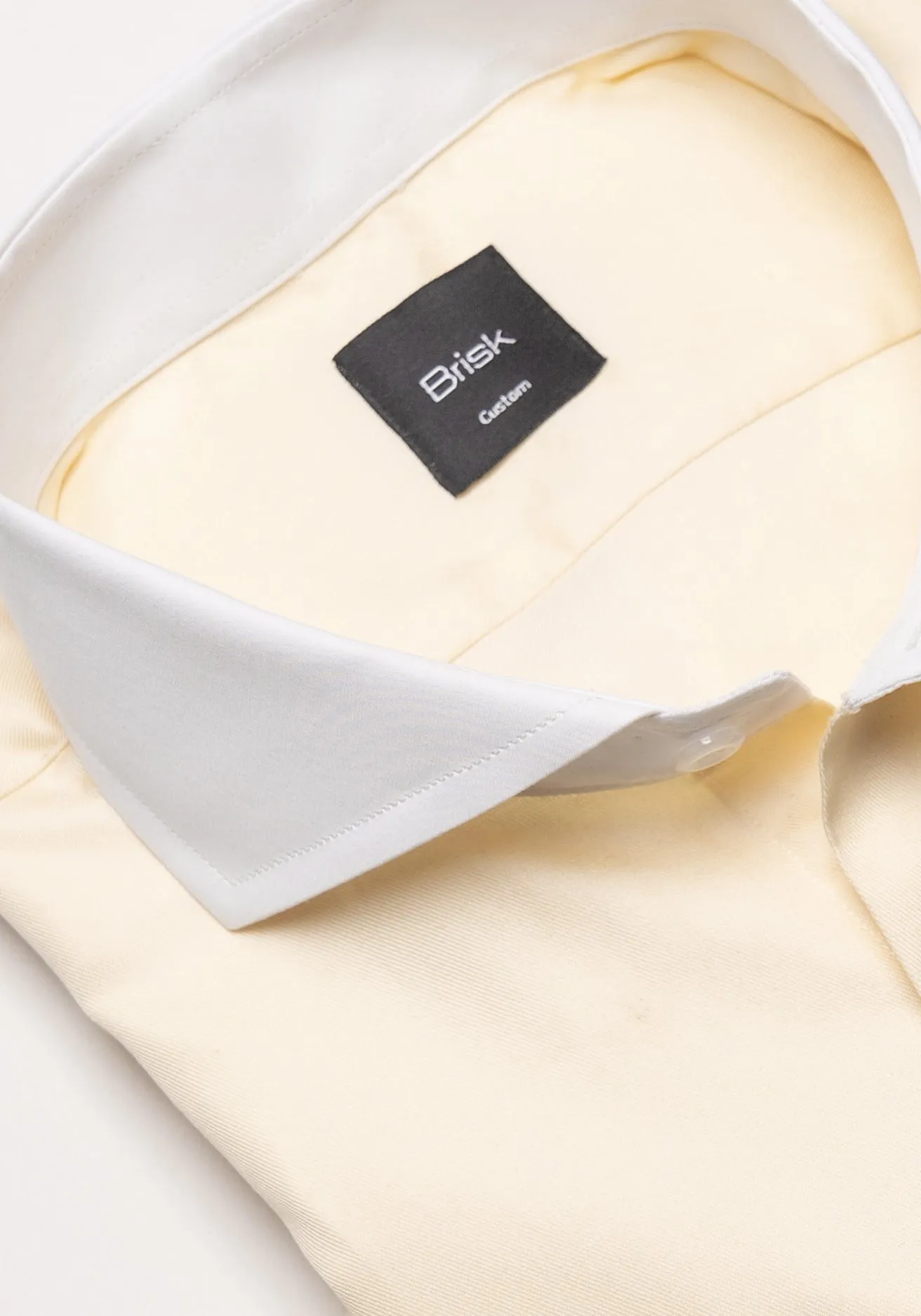 Yellow Twill Pima Cotton Shirt - White Cutaway Extreme Collar & French Cuffs sold by Brisk Shirts product image thumbnail 3