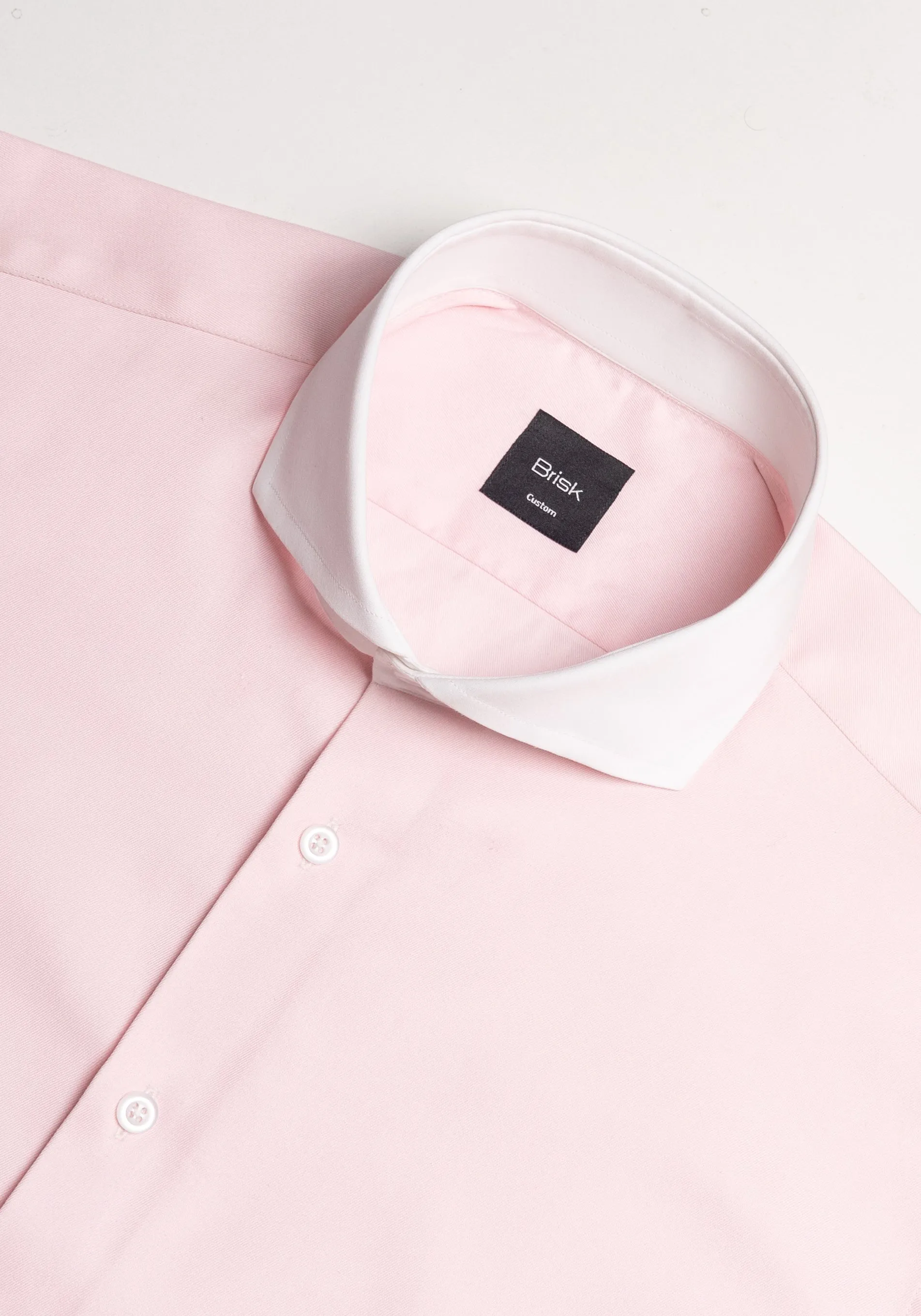 Pink Twill Pima Cotton Shirt - White Cutaway Extreme Collar & French Cuffs sold by Brisk Shirts product image thumbnail 2