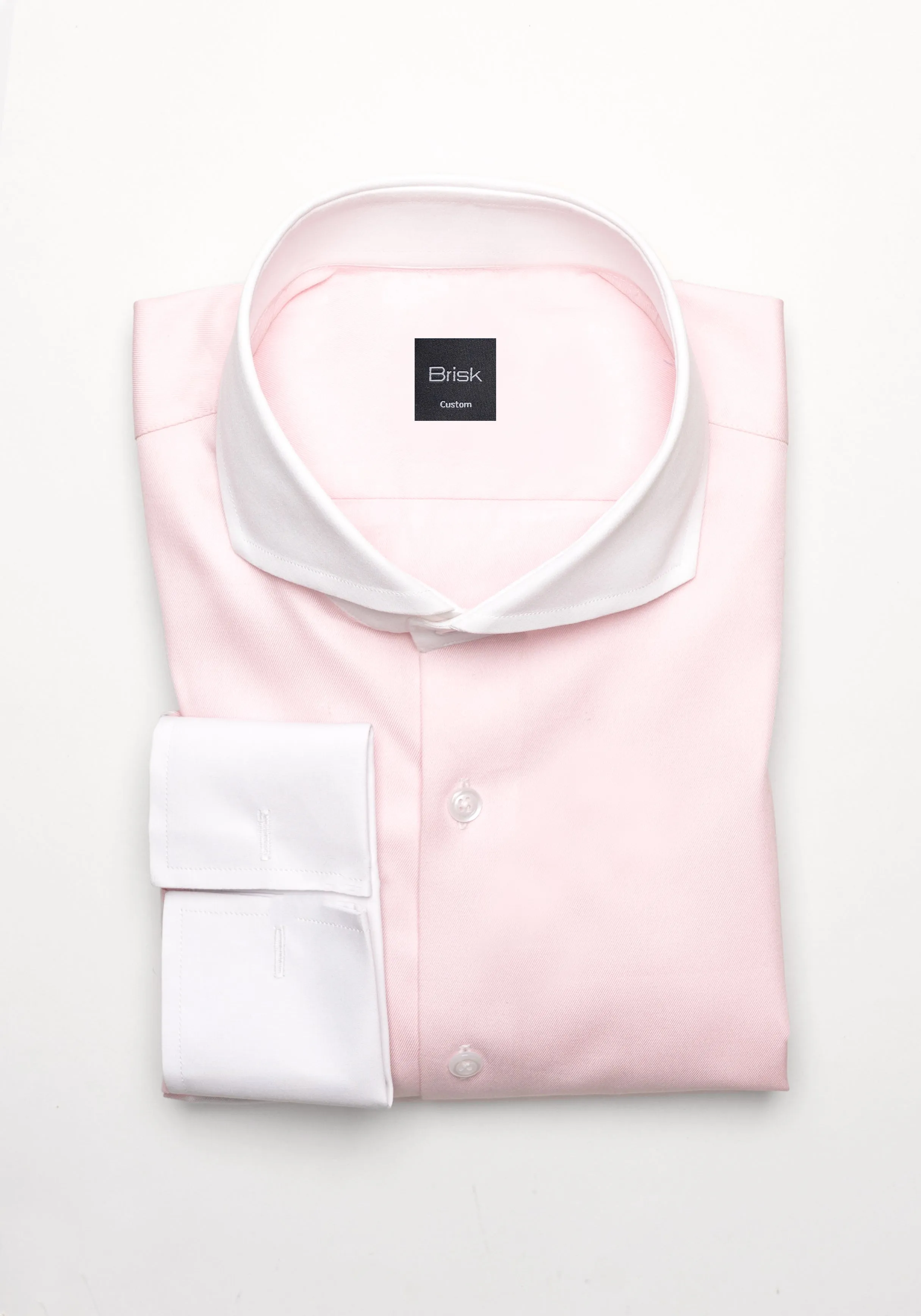 Pink Twill Pima Cotton Shirt - White Cutaway Extreme Collar & French Cuffs sold by Brisk Shirts