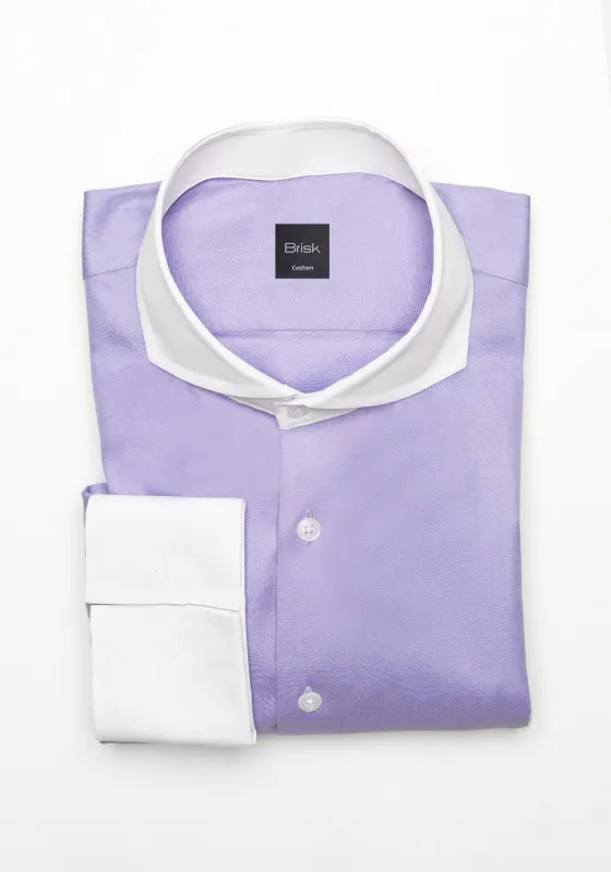Purple Twill Pima Cotton Shirt - White Cutaway Extreme Collar & French Cuffs sold by Brisk Shirts