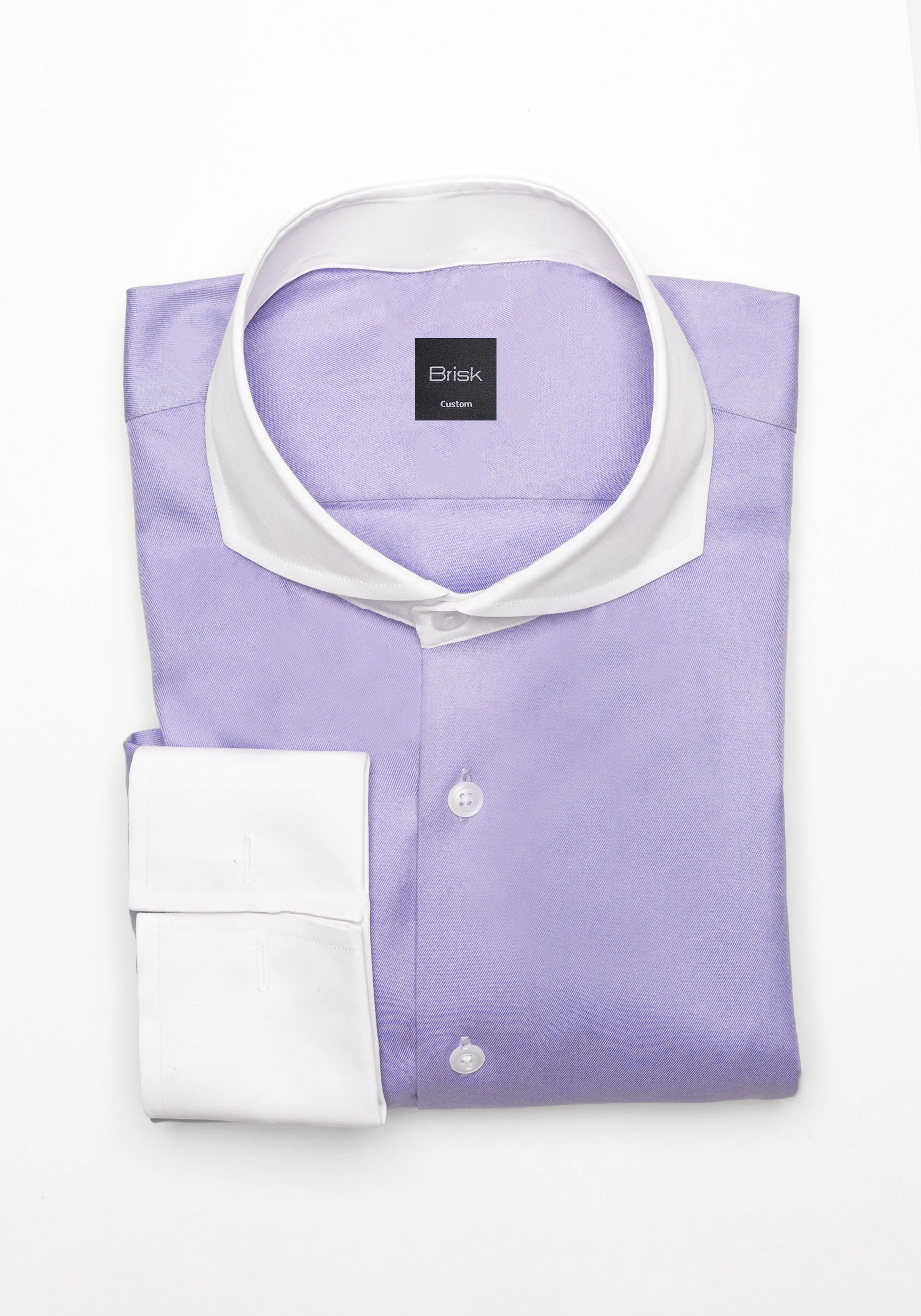 Purple Twill Pima Cotton Shirt - White Cutaway Extreme Collar & French Cuffs sold by Brisk Shirts