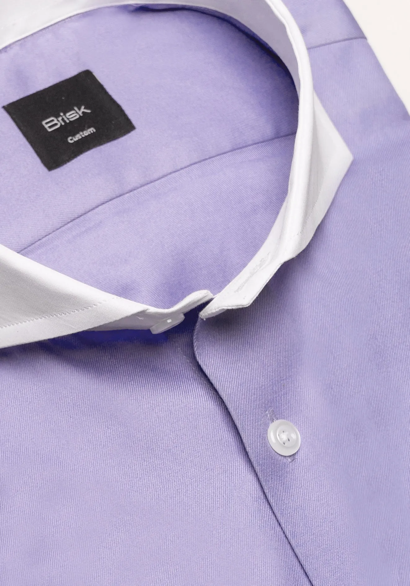 Purple Twill Pima Cotton Shirt - White Cutaway Extreme Collar & French Cuffs sold by Brisk Shirts product image thumbnail 3