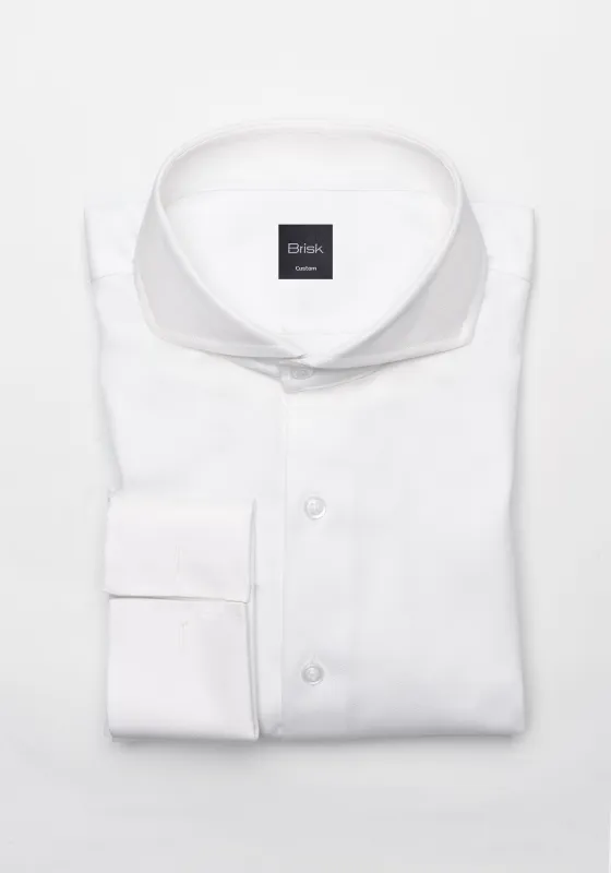 Pearl White Twill Pima Cotton Shirt - Cutaway Extreme Collar With French Cuffs sold by Brisk Shirts