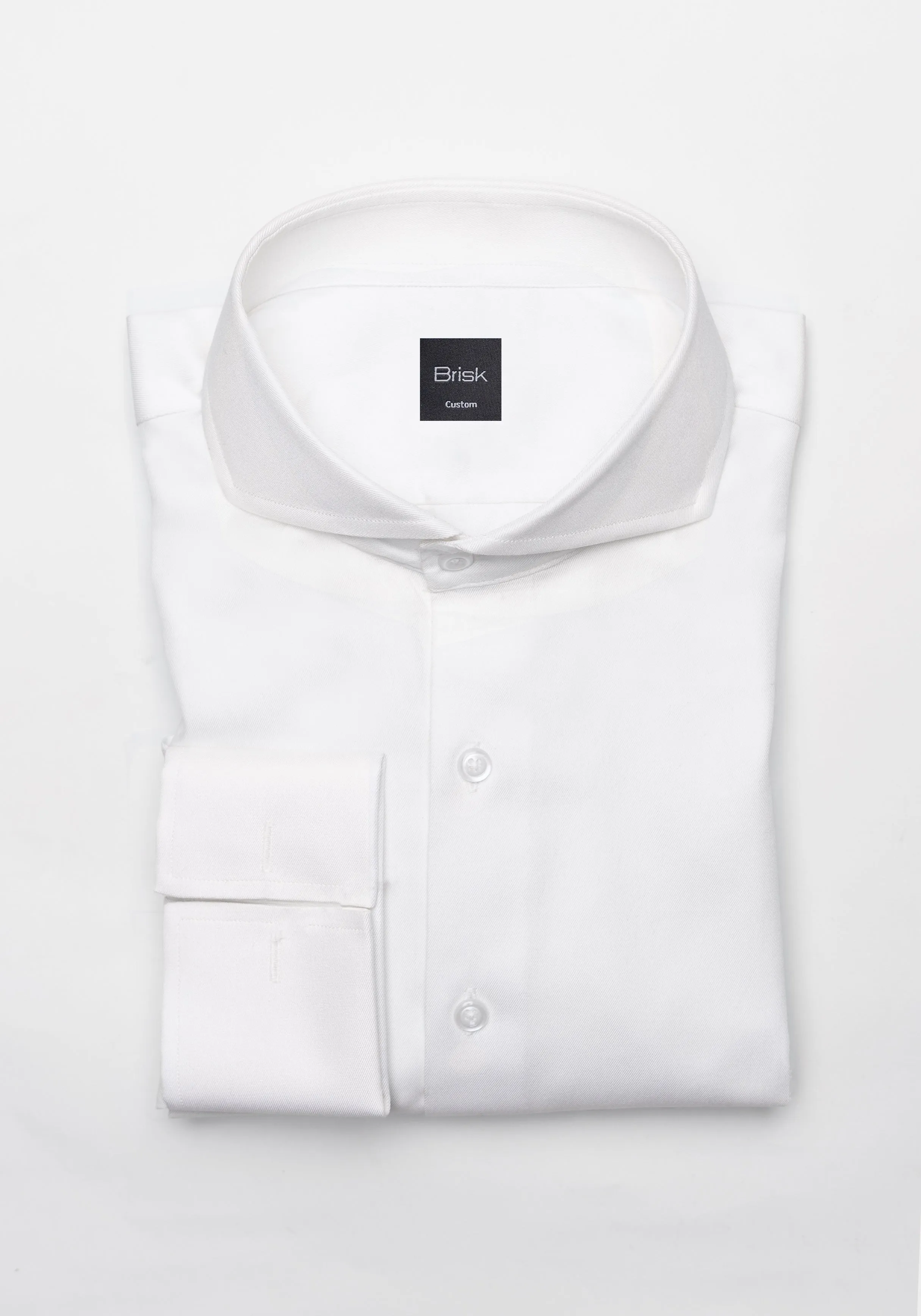 Pearl White Twill Pima Cotton Shirt - Cutaway Extreme Collar With French Cuffs sold by Brisk Shirts