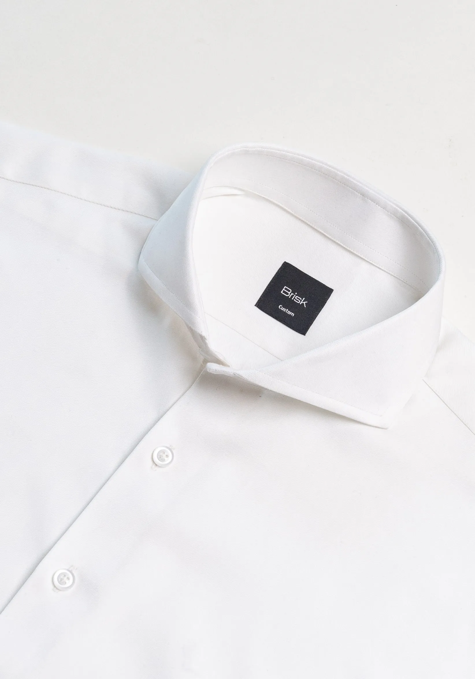 Pearl White Twill Pima Cotton Shirt - Cutaway Extreme Collar With French Cuffs sold by Brisk Shirts product image thumbnail 3