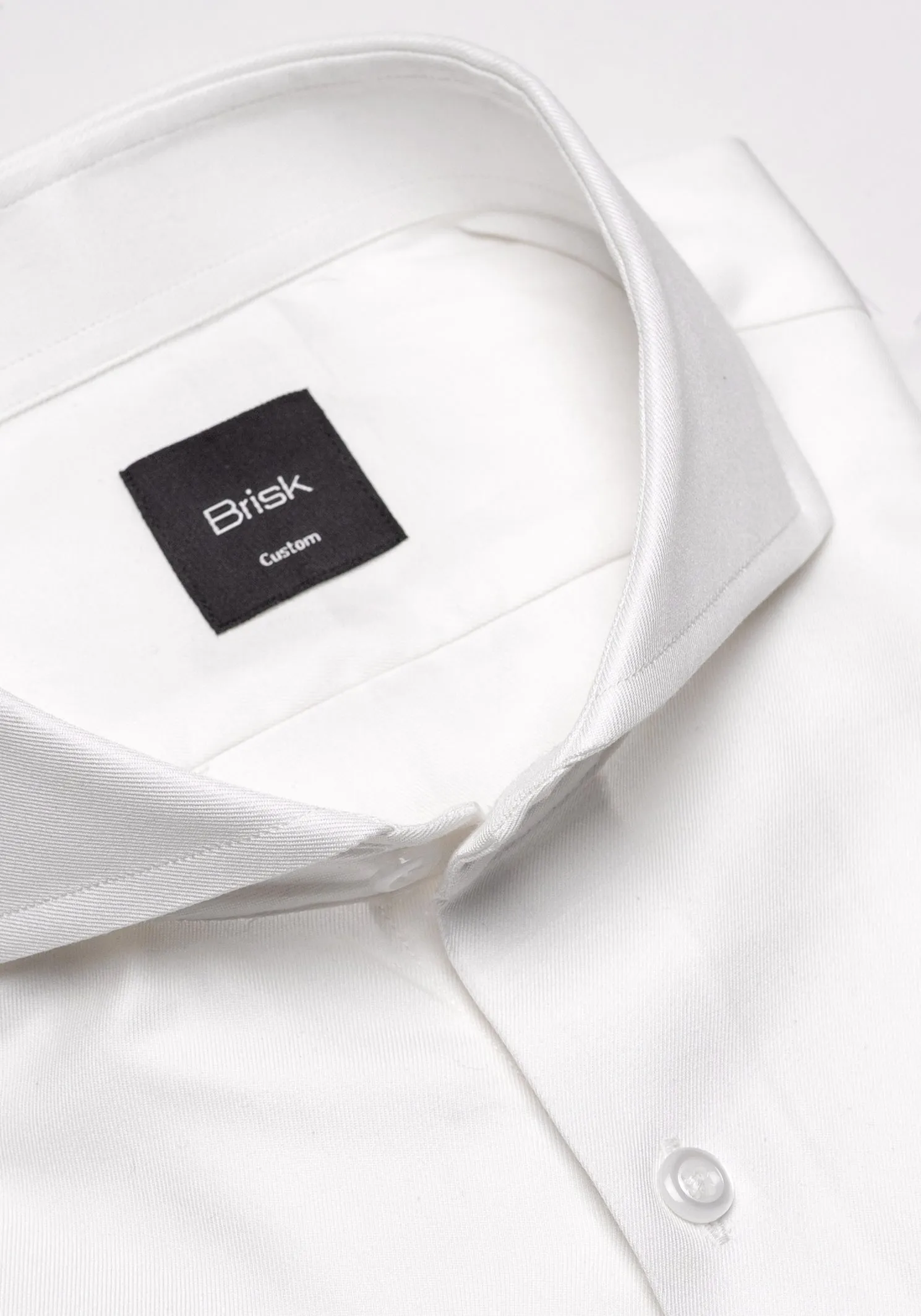 Pearl White Twill Pima Cotton Shirt - Cutaway Extreme Collar With French Cuffs sold by Brisk Shirts product image thumbnail 2