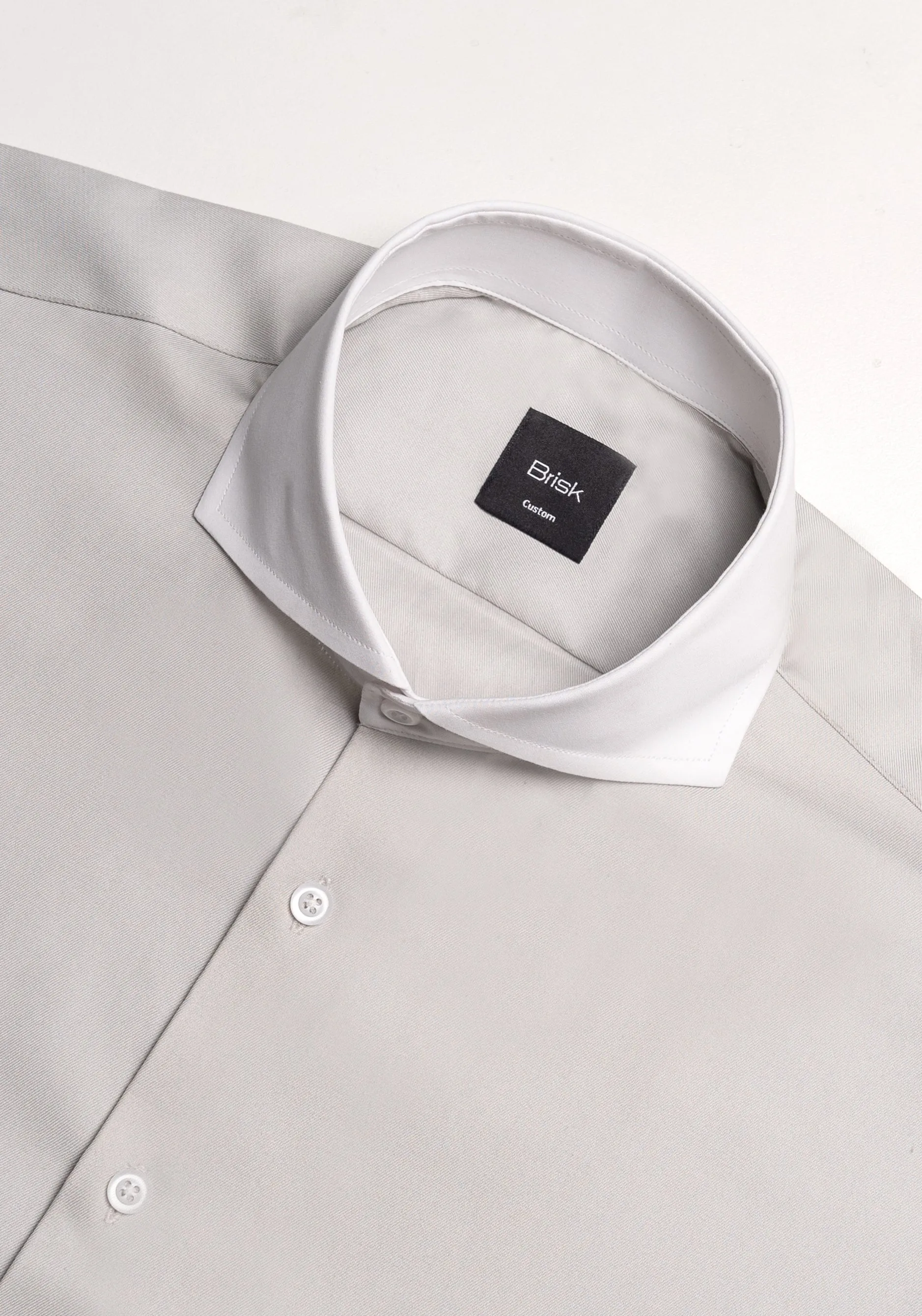 Light Grey Twill Pima Cotton - White Cutaway Extreme Collar & French Cuffs sold by Brisk Shirts product image thumbnail 2