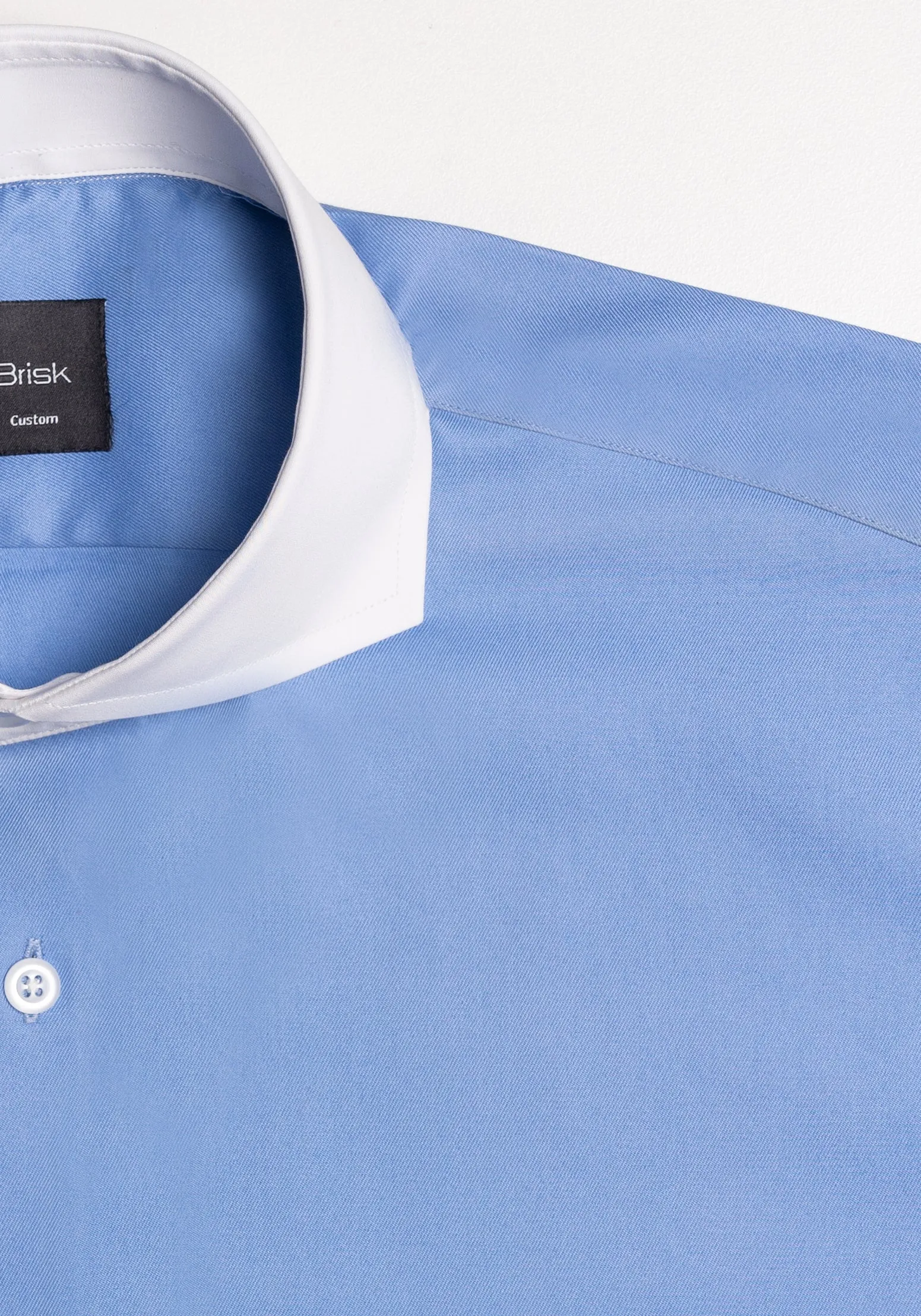 Mid Blue Twill Pima Cotton - White Cutaway Extreme Collar & French Cuffs sold by Brisk Shirts product image thumbnail 2