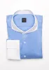 Mid Blue Twill Pima Cotton - White Cutaway Extreme Collar & French Cuffs sold by Brisk Shirts